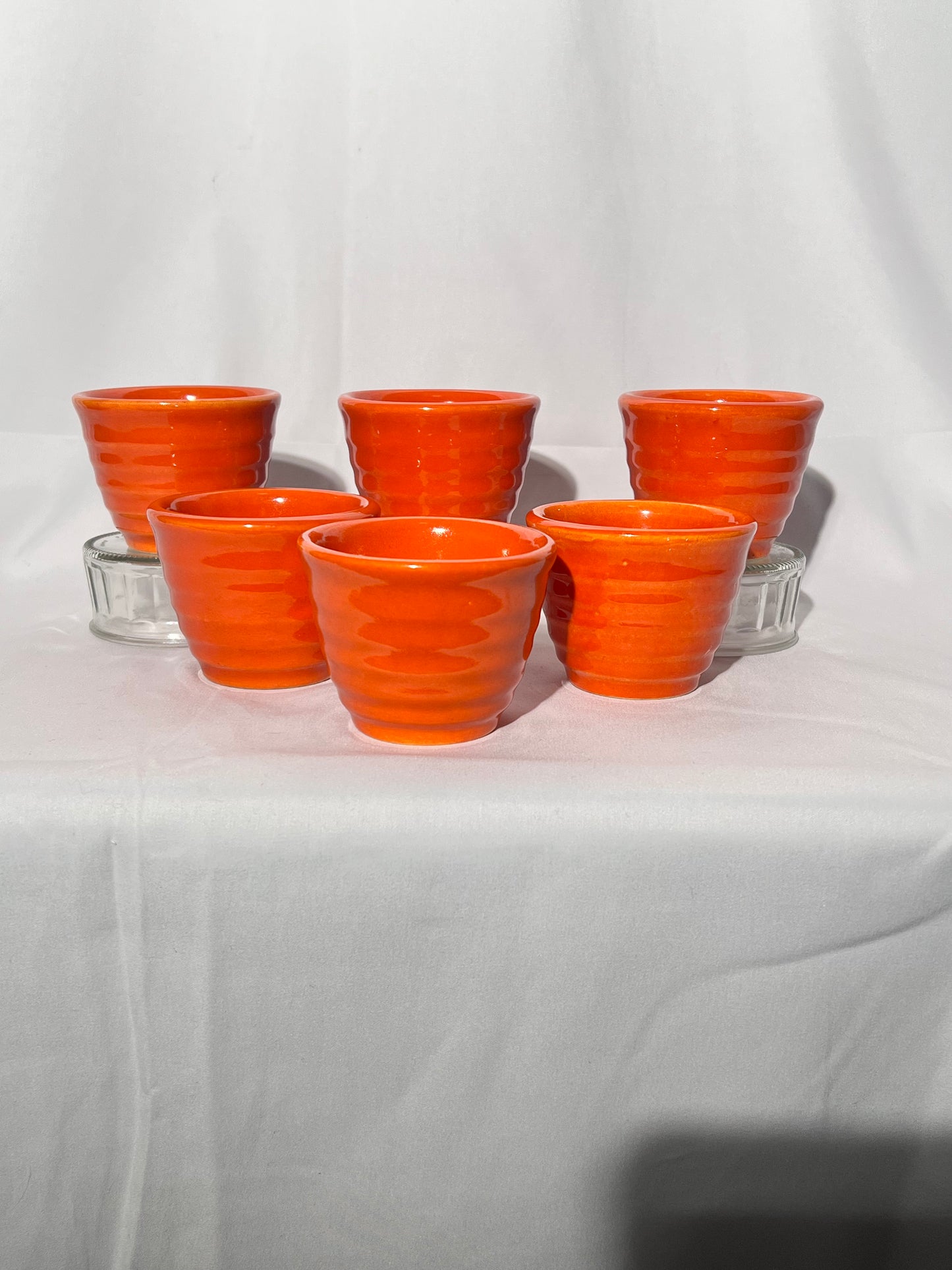 Bauer Pottery- Ring ware - set of 6 - 2 1/2” x 3 1/2” Custard cup -Vintage -Orange