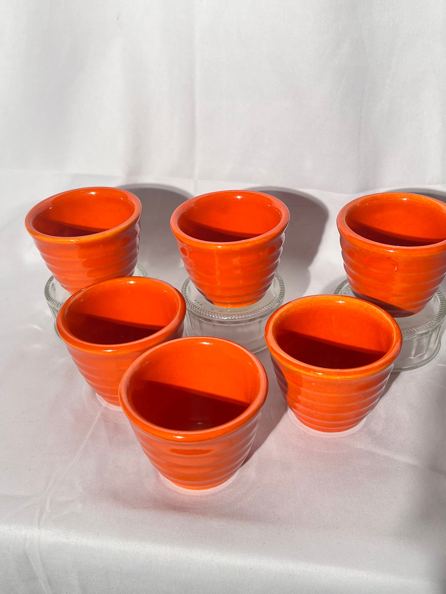 Bauer Pottery- Ring ware - set of 6 - 2 1/2” x 3 1/2” Custard cup -Vintage -Orange