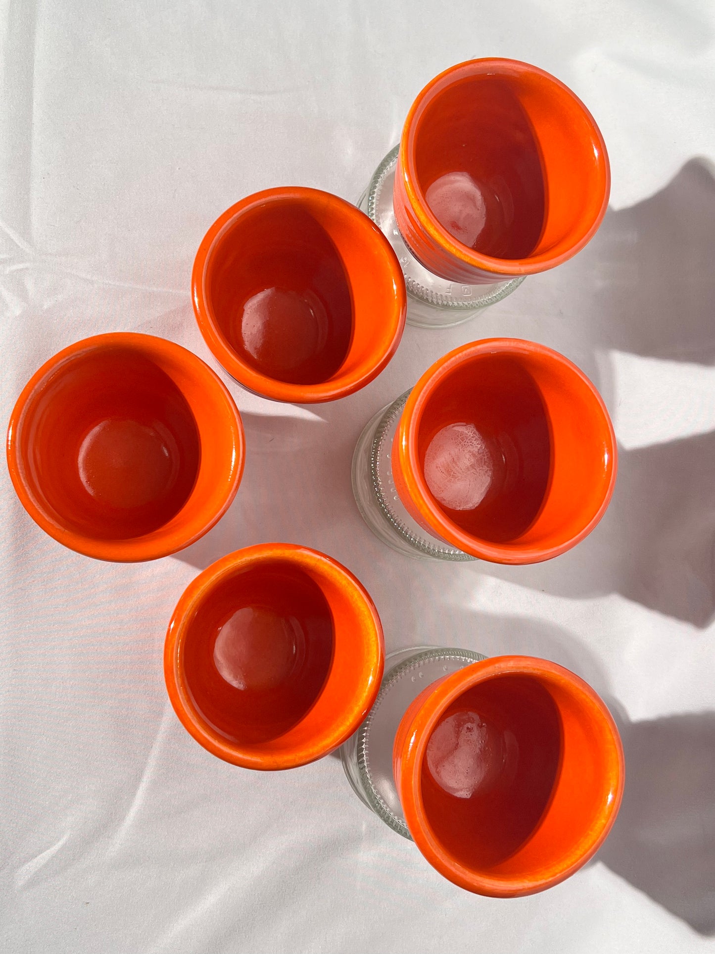 Bauer Pottery- Ring ware - set of 6 - 2 1/2” x 3 1/2” Custard cup -Vintage -Orange
