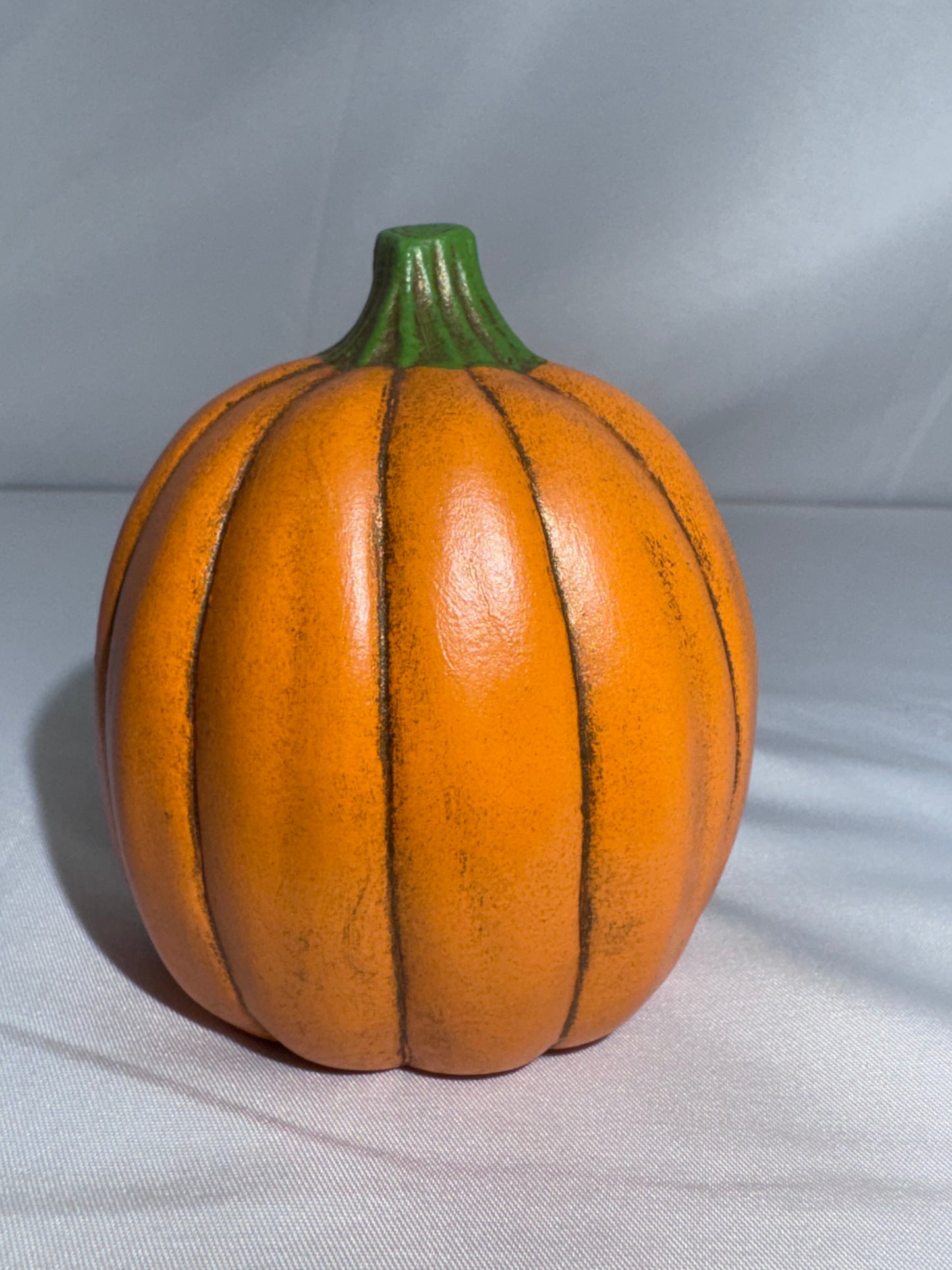 Vintage 1999 Ceramic Pumpkin Baby Face Figurine Hand Painted Fall Halloween