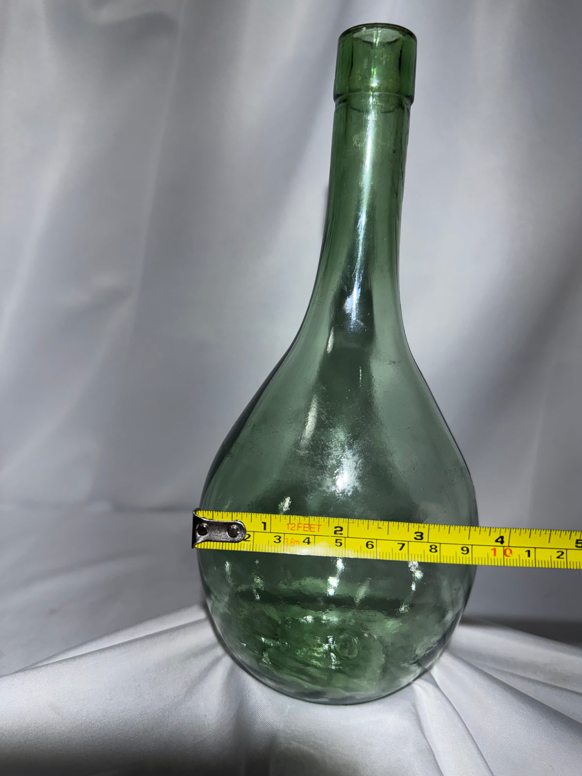 Vintage / Antique Blown Glass Witch Ball or Onion/Carboy Wine Bottle – Handblown Green Glass