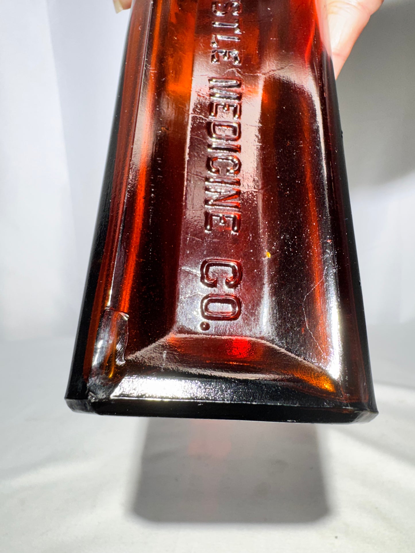 Vintage Amber Glass “S.J.S. For The Blood” Bottle – Gerstle Medicine Co., Chattanooga, Tenn.