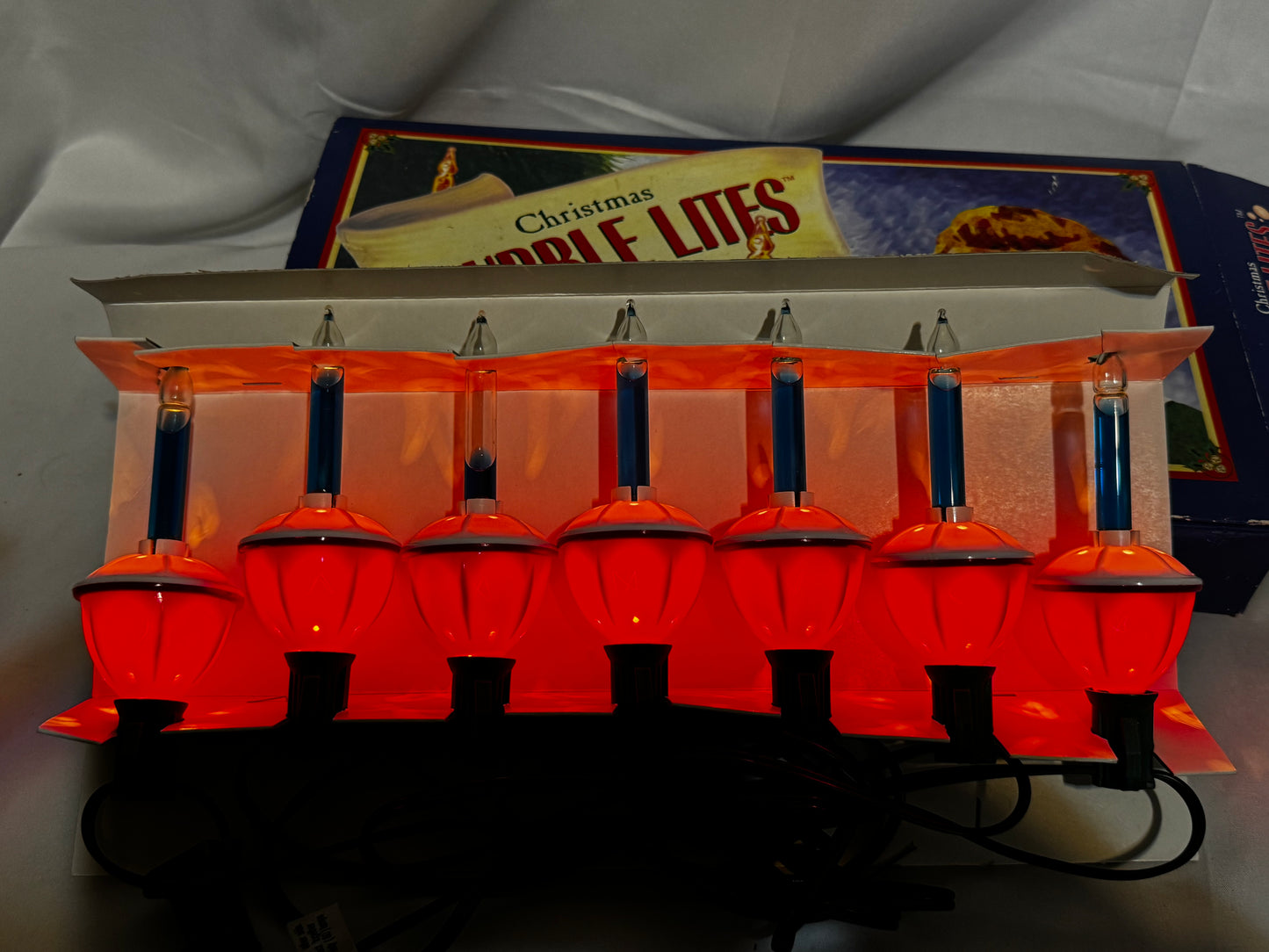 Vintage Midwest of Cannon Falls Christmas Bubble Lites Set of 7 Indoor Lights w/ Box