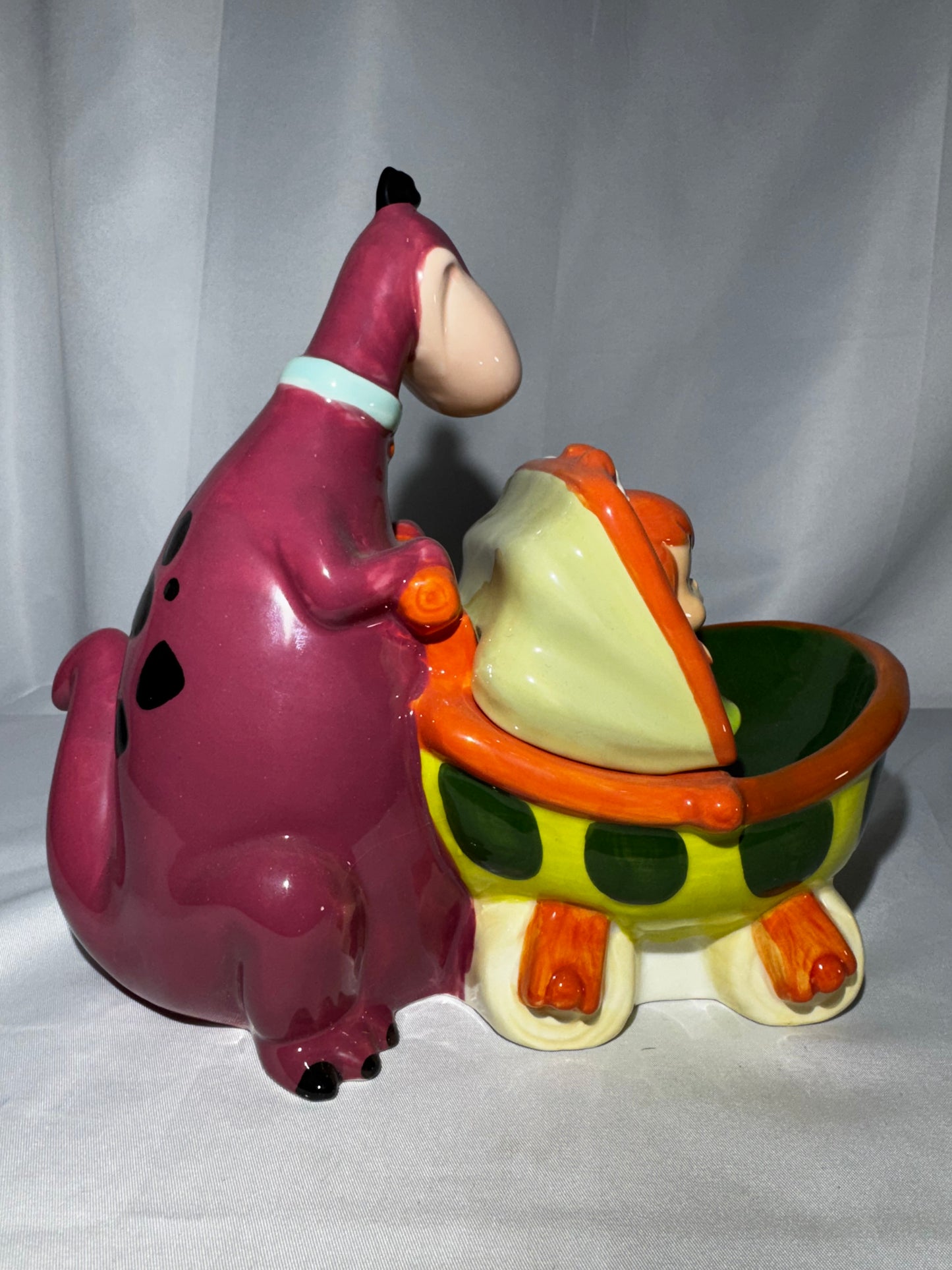 Westland Flintstones Dino Carriage Cookie Jar Bam Bam Pebbles w/ Box Hanna-Barbera