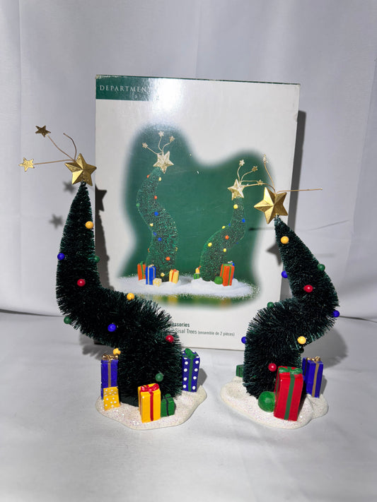 Department 56 Village Accessory – Green Glitter Sisal Trees (Set of 2) – Item #56.52902