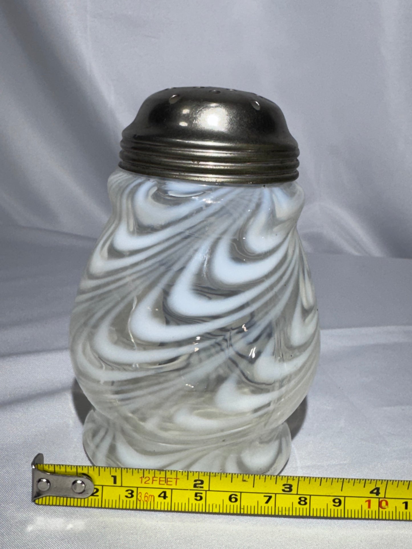 Antique Victorian White Opalescent Swirl Glass Sugar Shaker – c. 1880s–1900s