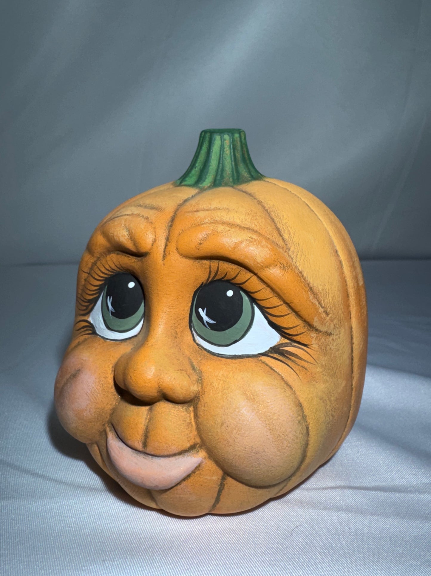 Vintage Hand-Painted Ceramic Pumpkin Figurine – Baby Face – CB 2000