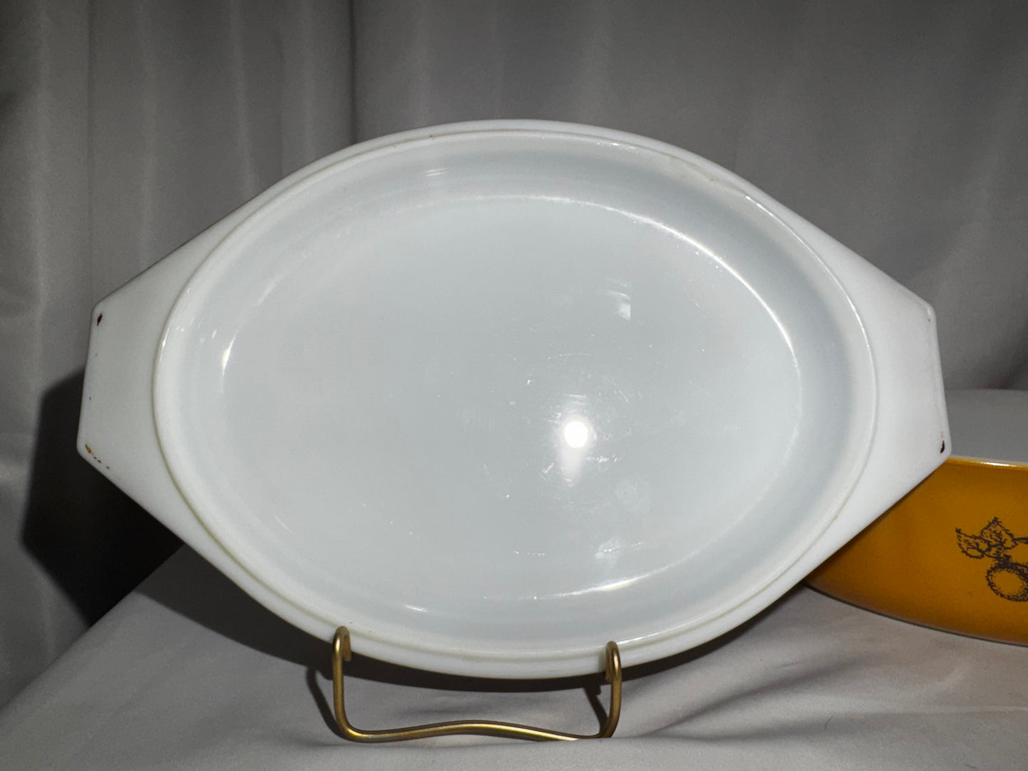 Vintage Pyrex Old Orchard Casserole Dish Set of 3 w/ Lids 1.5 Qt & 2.5 Qt Brown Fruit