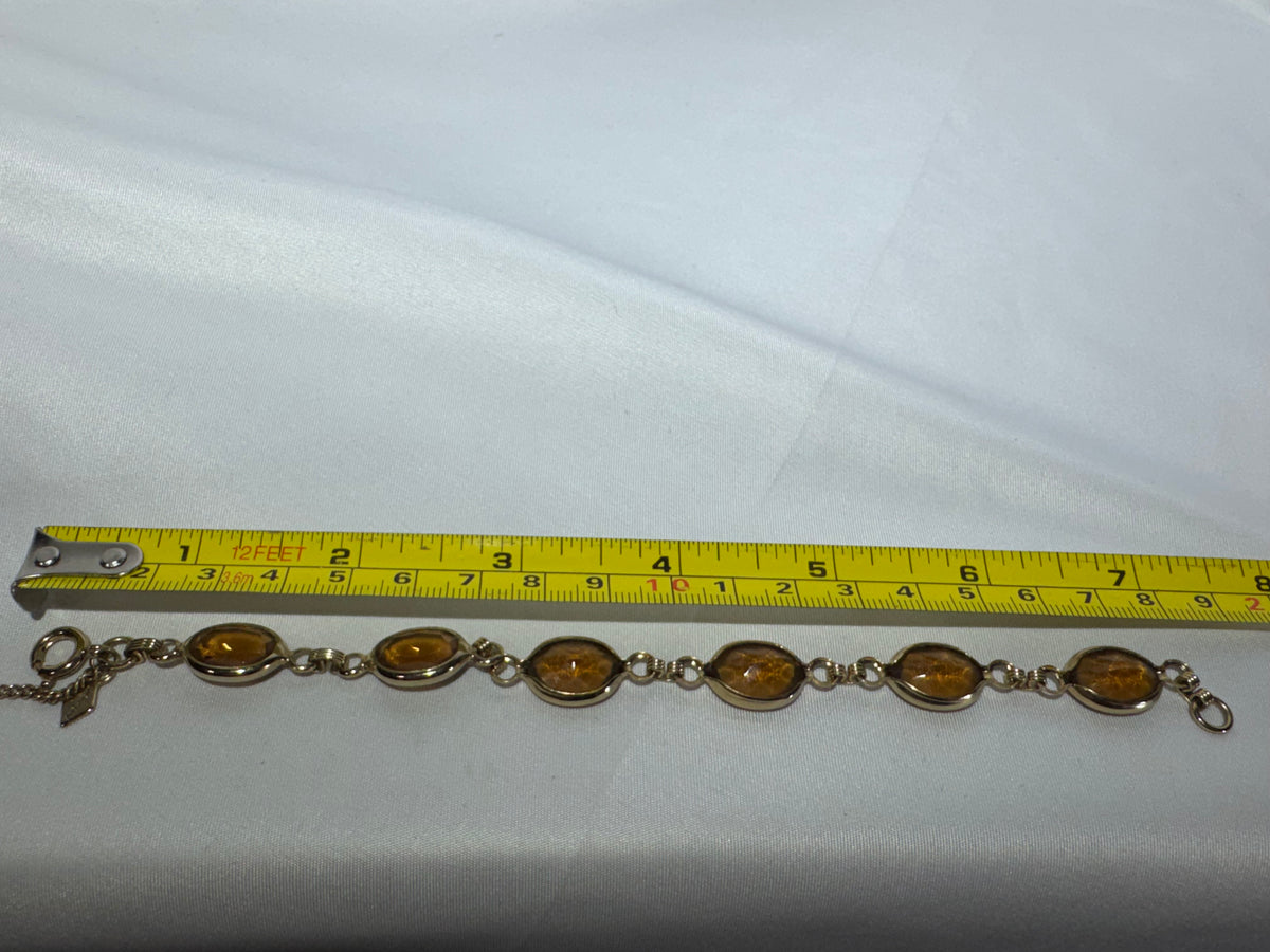 Vintage Sarah Coventry “Golden Autumn” Bracelet – Faux Topaz Glass Stones – 7”