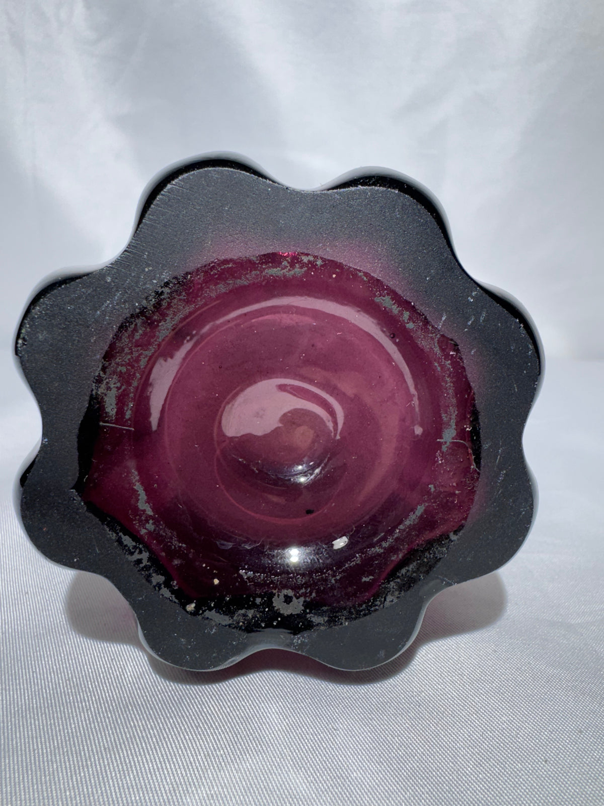 Vintage Amethyst Purple Glass Five-Finger Swung Vase – Mid-Century Modern – 10.5” Tall