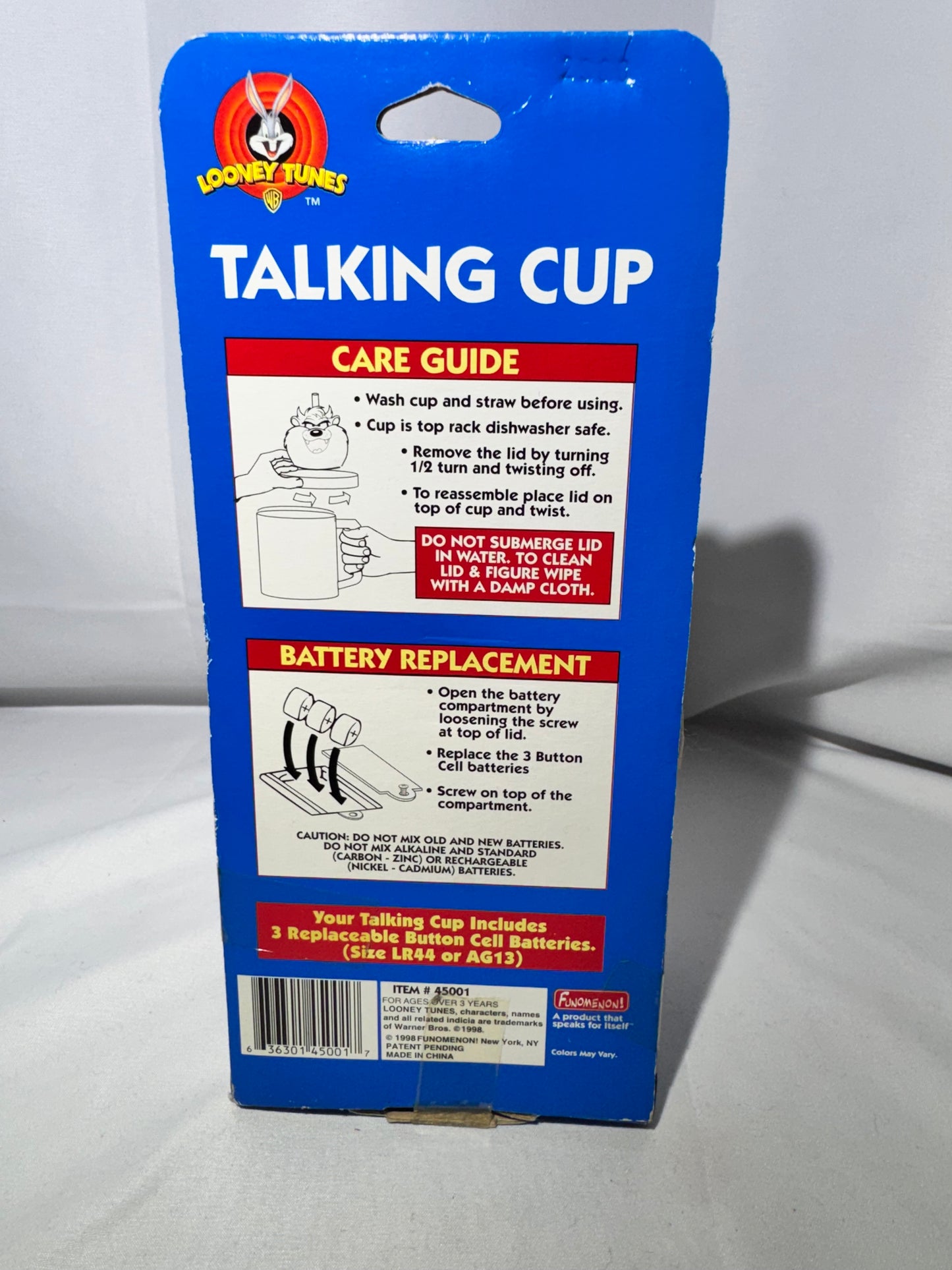 Vintage Looney Tunes Taz Talking Spill-Proof Cup – In Box