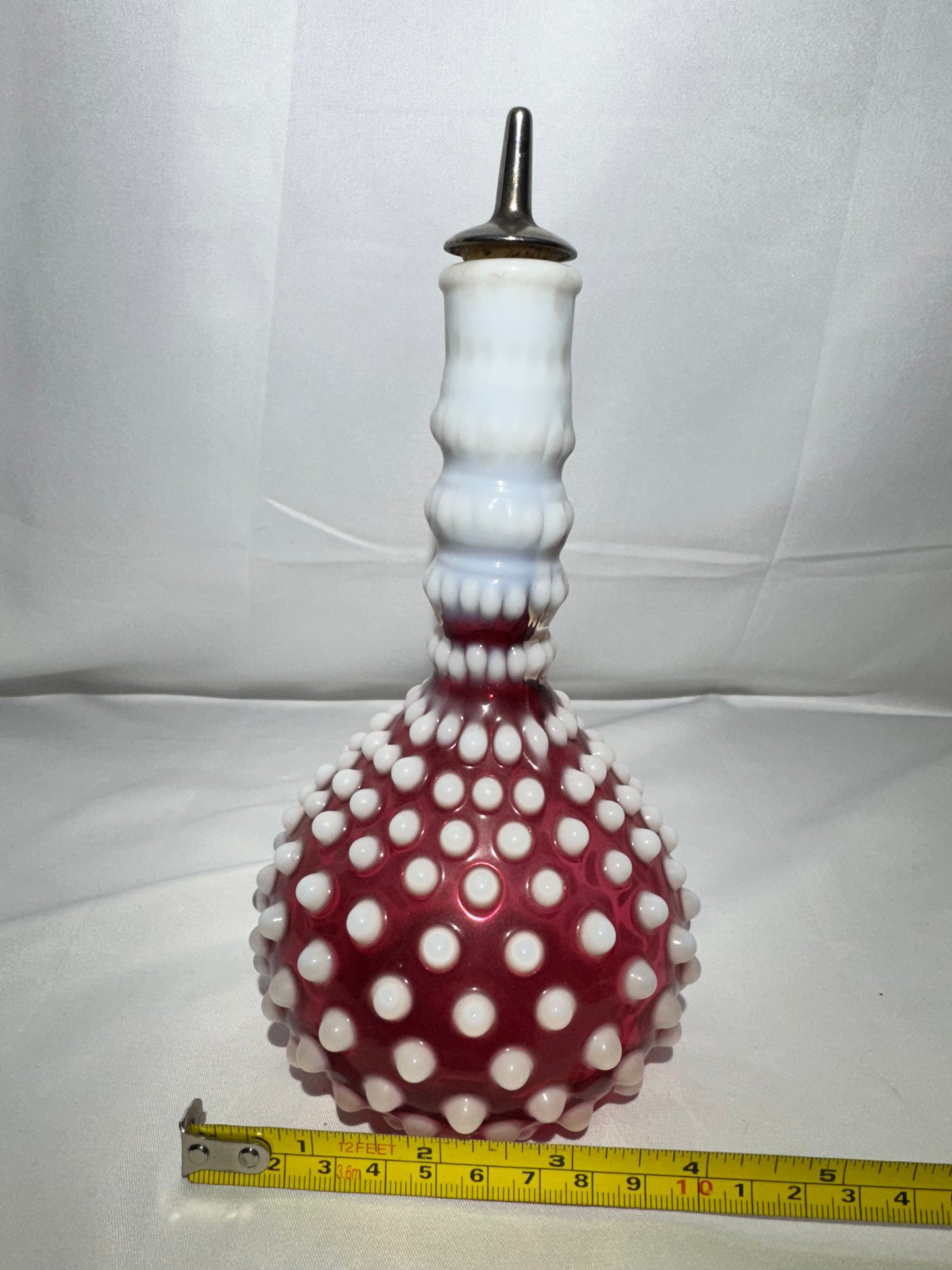 Vintage Cranberry Opalescent Hobnail Glass Bottle – Barber Bottle