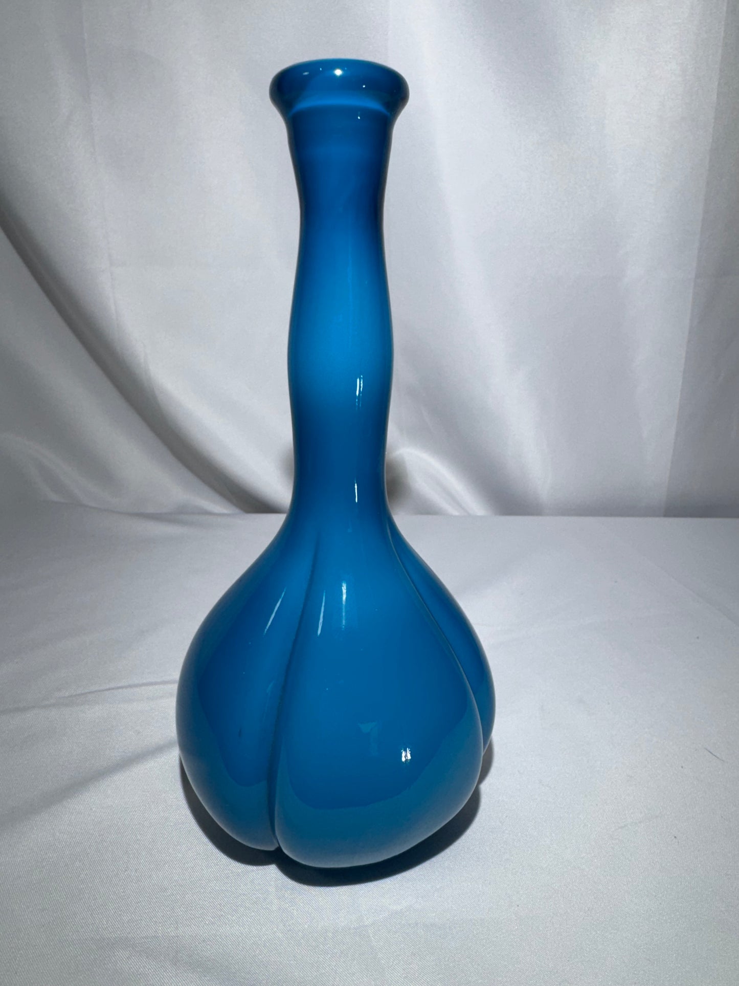 Vintage Fenton Art Glass Jamestown Teal Aqua Blue Barber Bottle – c. 1957