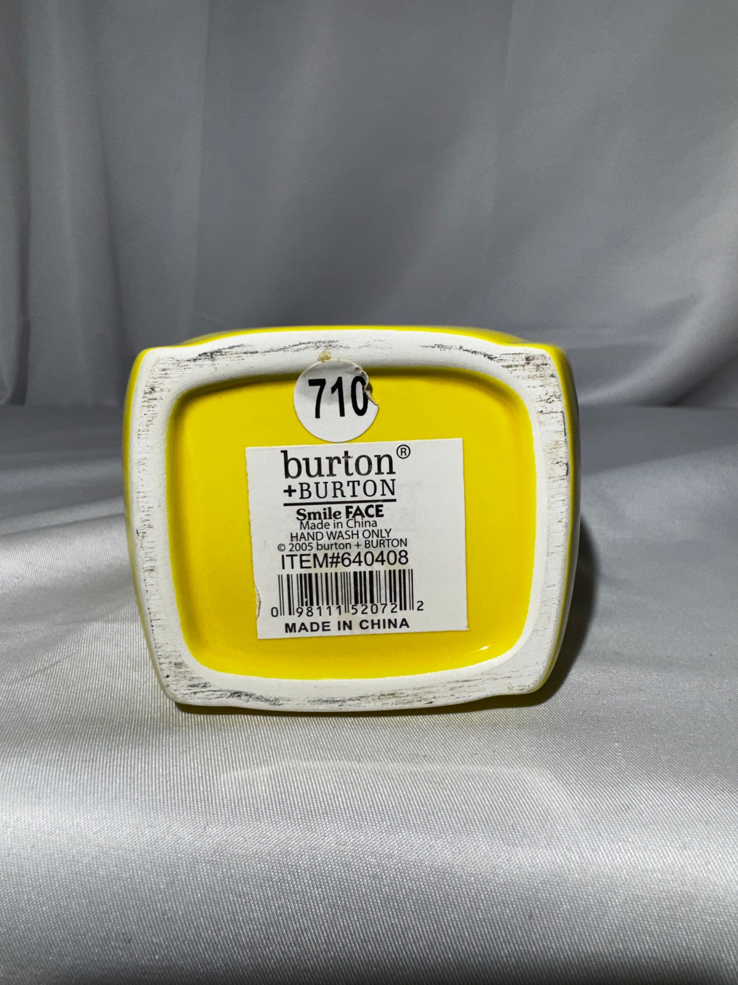 Burton & Burton Yellow Smiley Face Ceramic Vase 4 Stacked Faces Retro 8.5” Tall