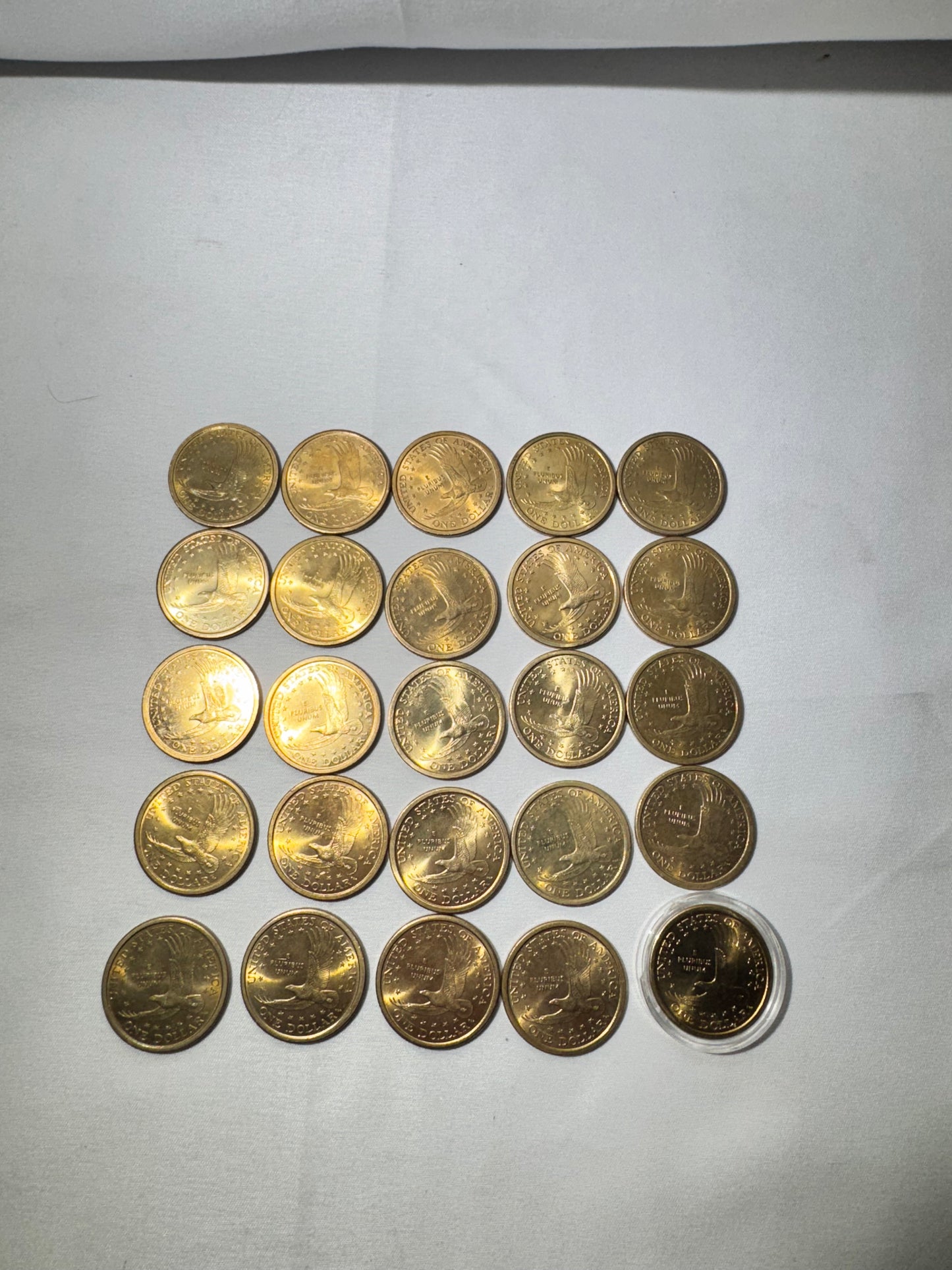 Lot of 25 United States Sacagawea One Dollar Coins – 2000, 2001 & 2002 – One Colorized Coin Included