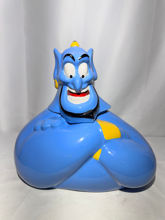 Vintage Disney Aladdin Genie Ceramic Cookie Jar Bust Thailand 10”