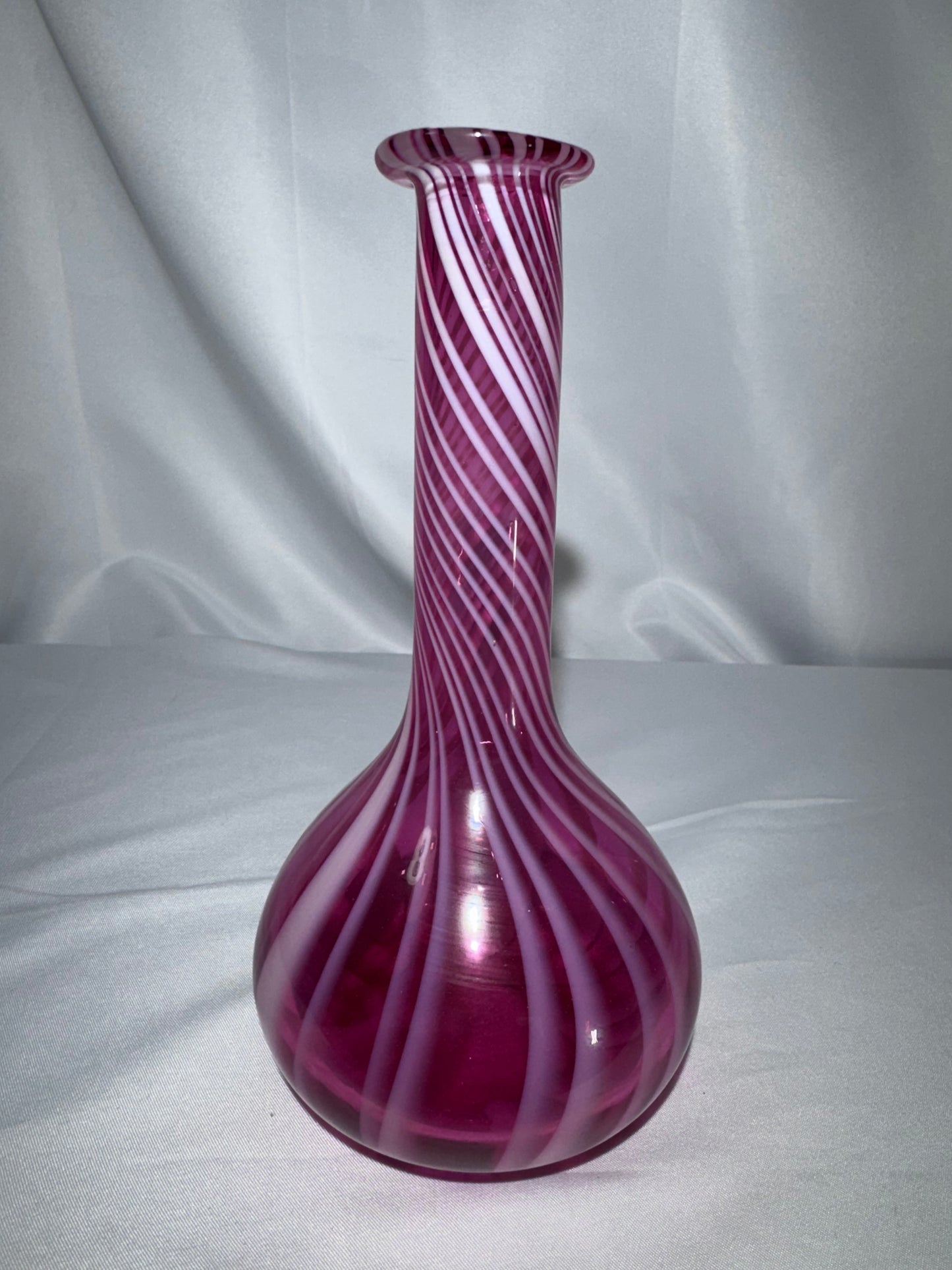 Vintage Fenton Cranberry Opalescent Swirl Barber Bottle – 7½”