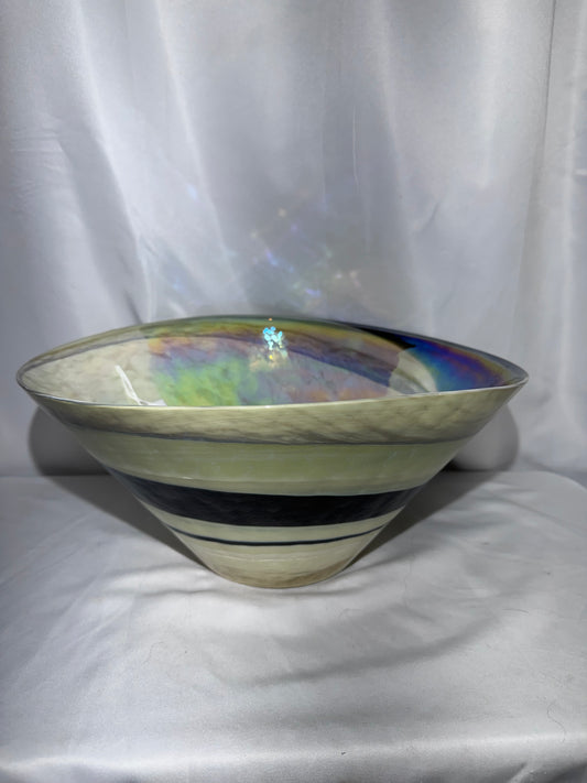 Yalos Casa Vetro Artistico Murano Black Symphony Iridescent Glass Bowl – Stunning Art Glass