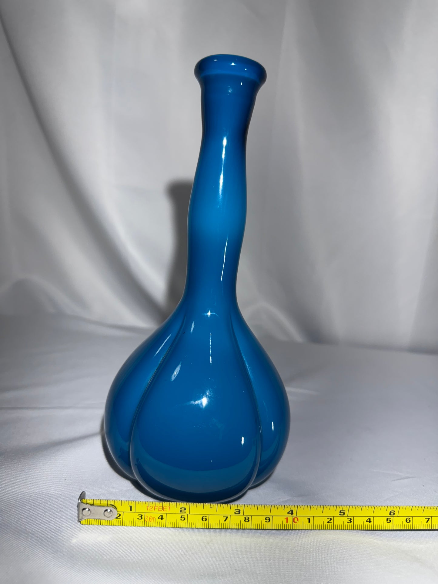 Vintage Fenton Art Glass Jamestown Teal Aqua Blue Barber Bottle – c. 1957
