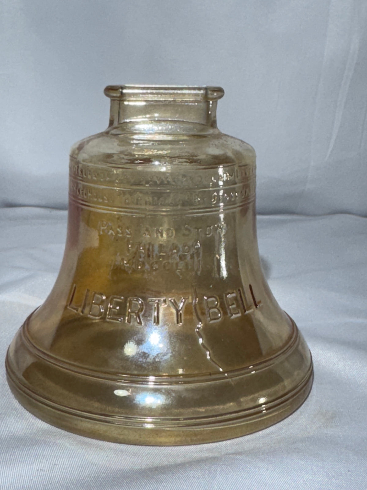 Vintage Marigold Carnival Glass Liberty Bell Bank – 1976 Bicentennial Era