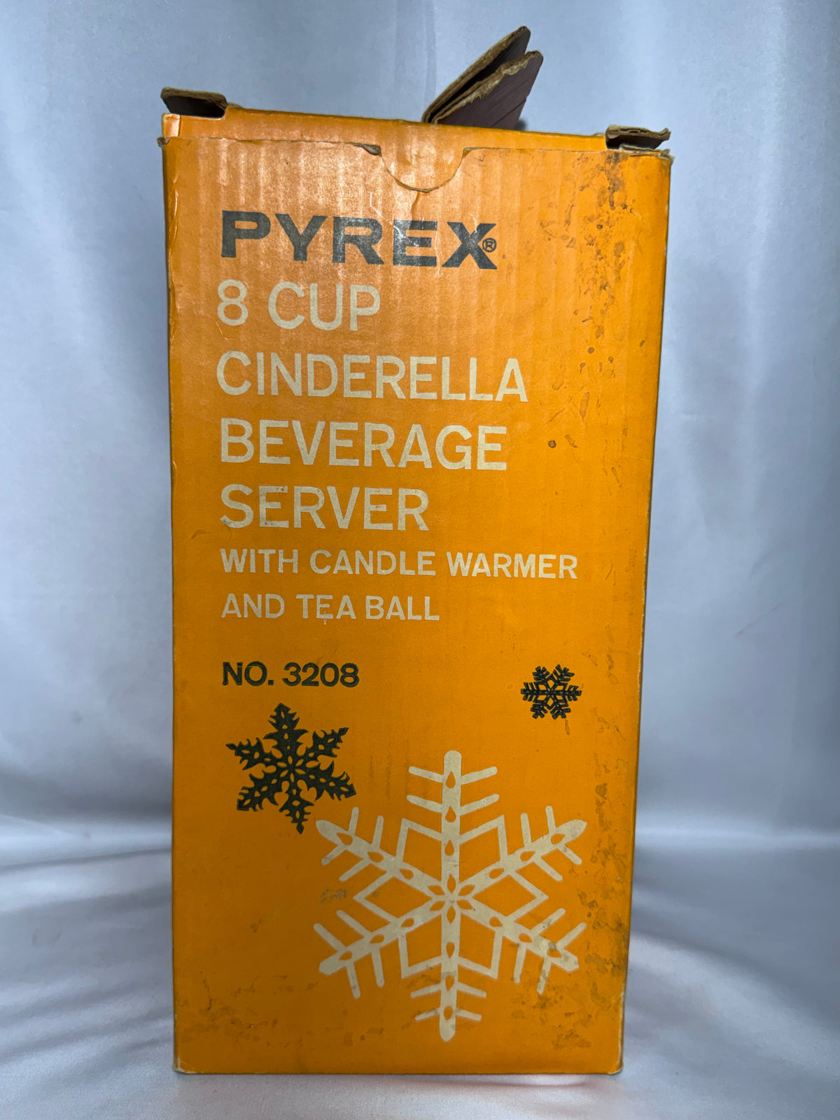Vintage Pyrex 3208 8-Cup Cinderella Beverage Server Snowflake Gold White – Box & Accessories – Parts/Display