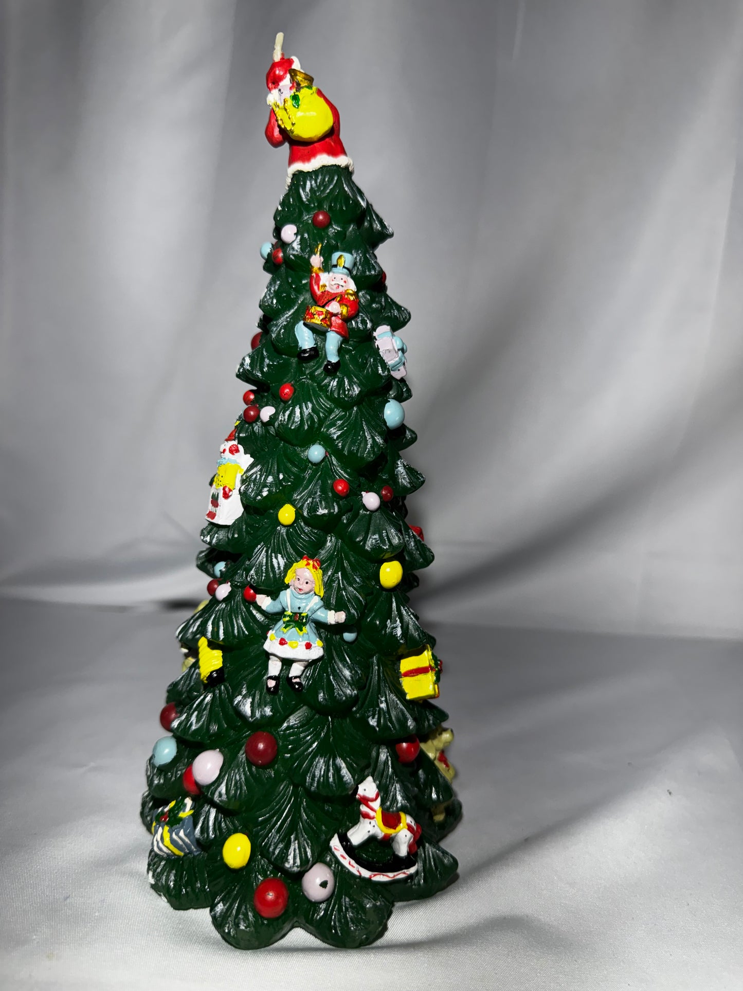 Spode Christmas Tree 10.5” Holiday Tree Candle Santa Topper w/ Original Box Decor