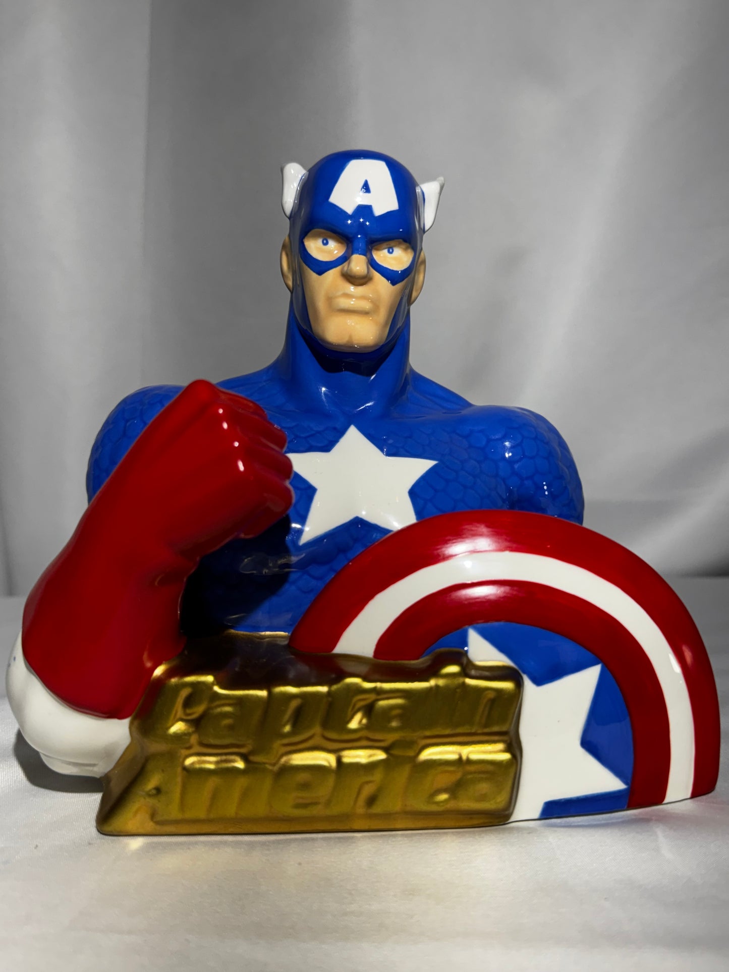 1998 Star Jars Captain America Ceramic Bank LE #653/1500 w/ Box & Stopper Marvel