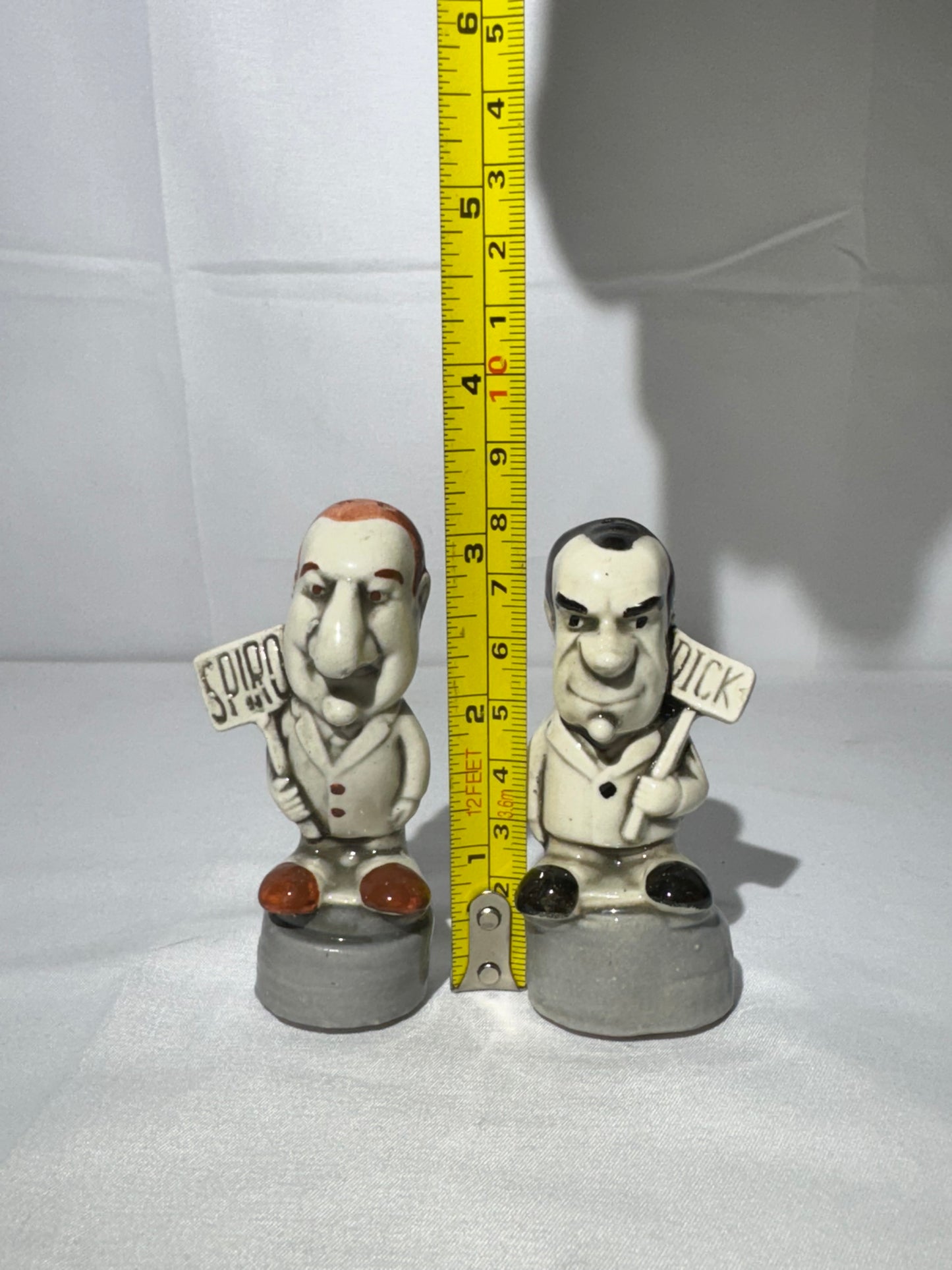 Vintage Lewis’s Psycho Ceramics Salt & Pepper Shakers – Richard Nixon & Spiro Agnew – 1960s – Rare Political Collectible