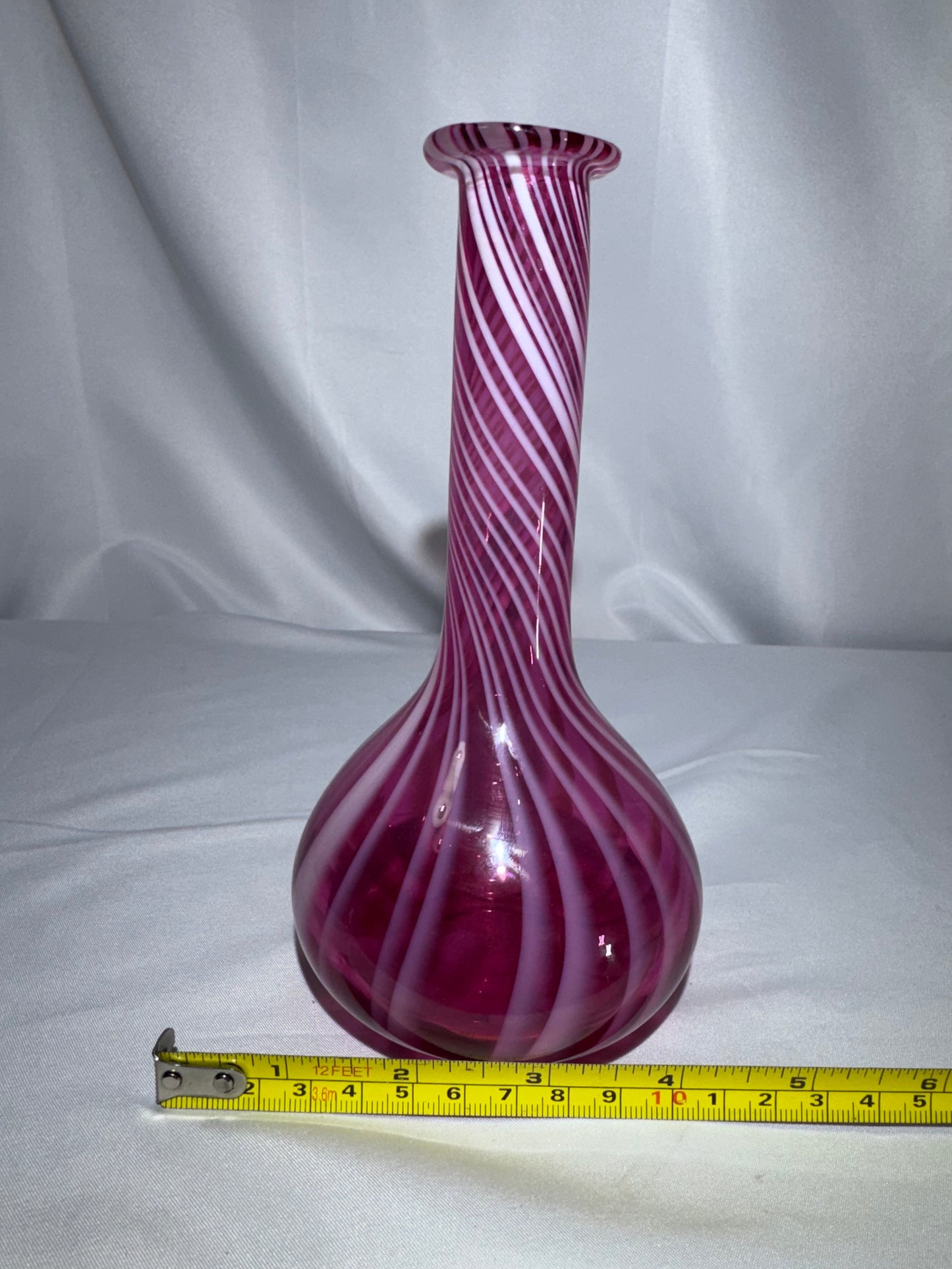 Vintage Fenton Cranberry Opalescent Swirl Barber Bottle – 7½”