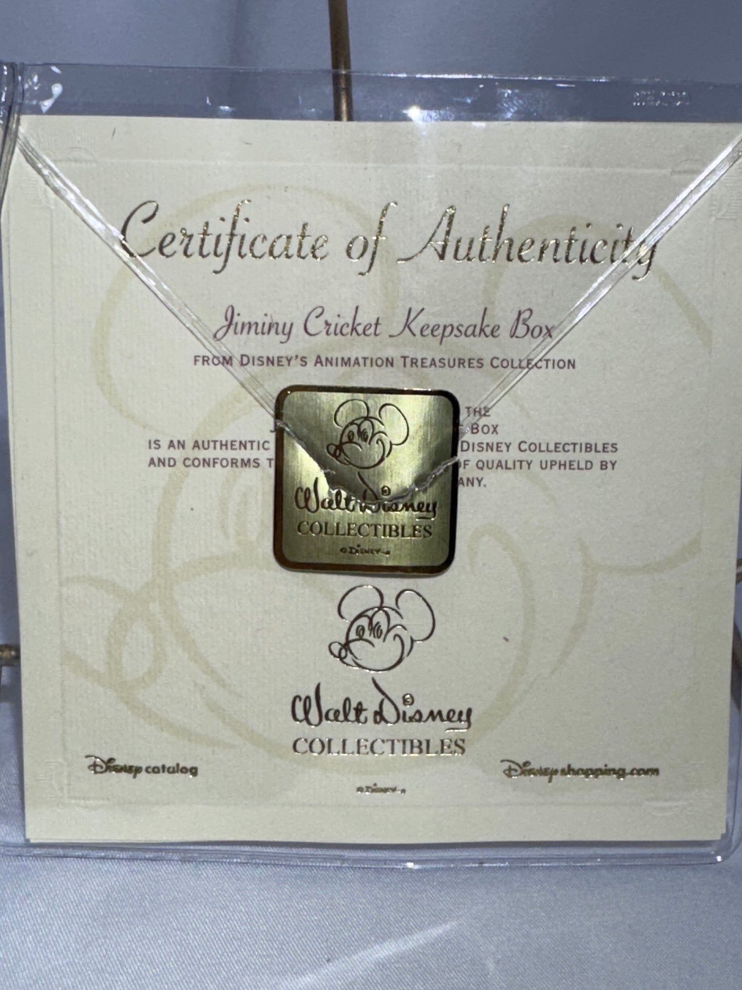 Disney Jiminy Cricket Animated Treasures Keepsake Box Pinocchio COA Coin RARE
