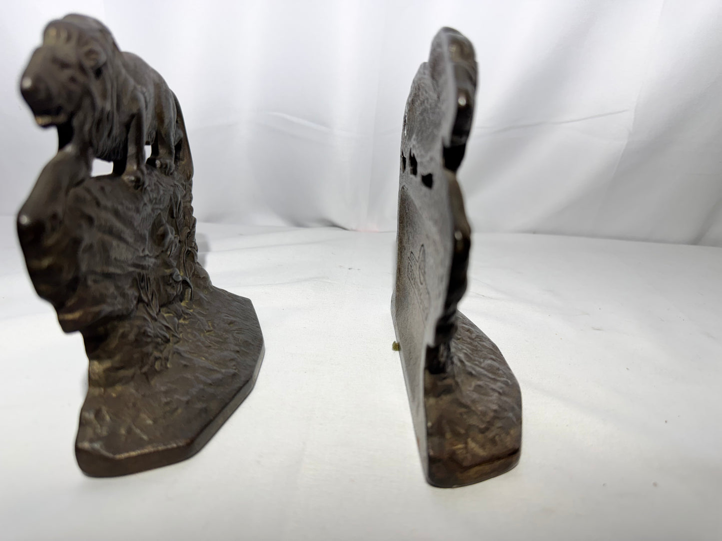 Vintage Cast Iron “Crouching Lion” Bookends – Connecticut Foundry c.1930