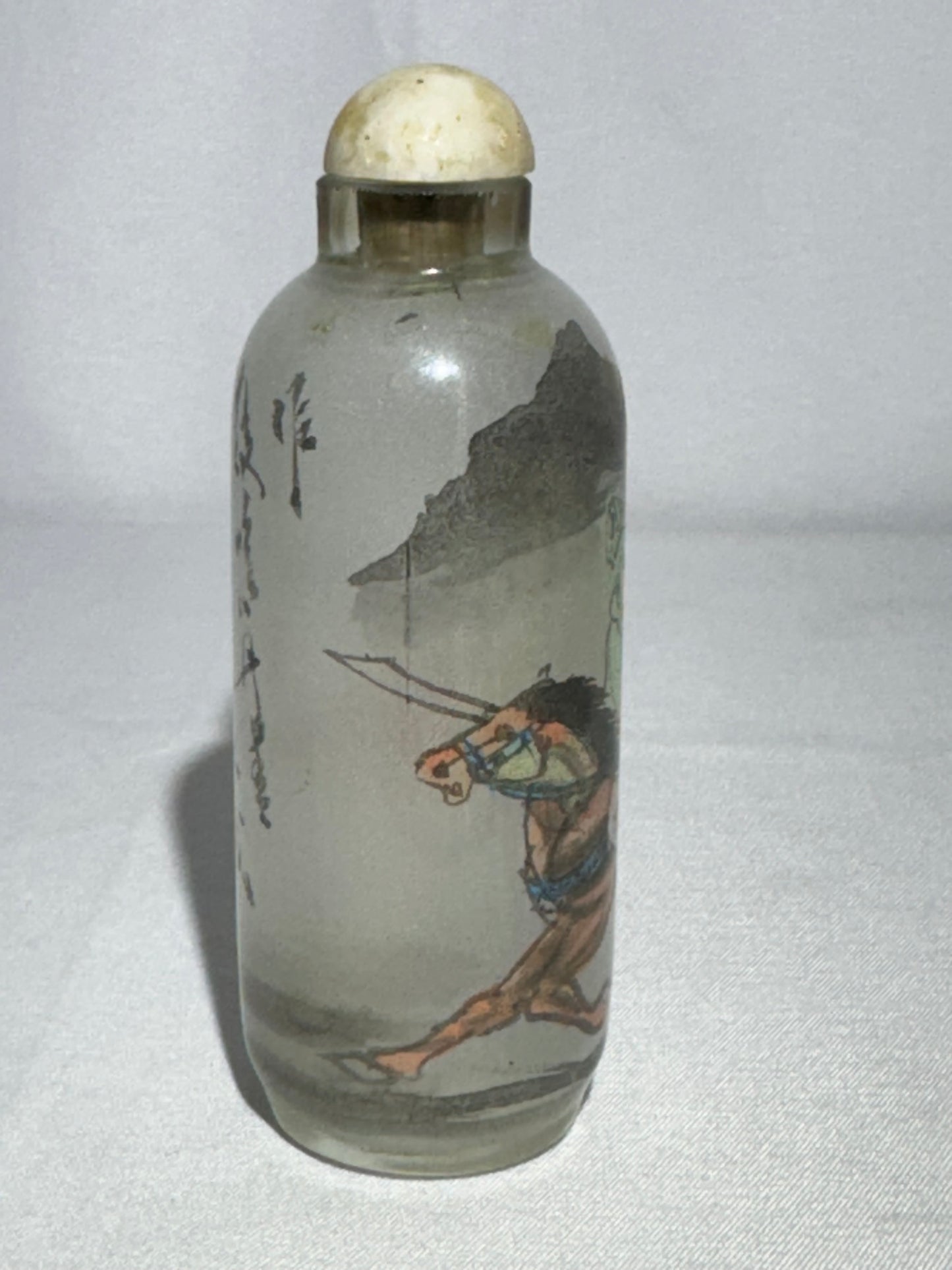 Antique Chinese Inside-Painted Snuff Bottle – Warrior on Horseback