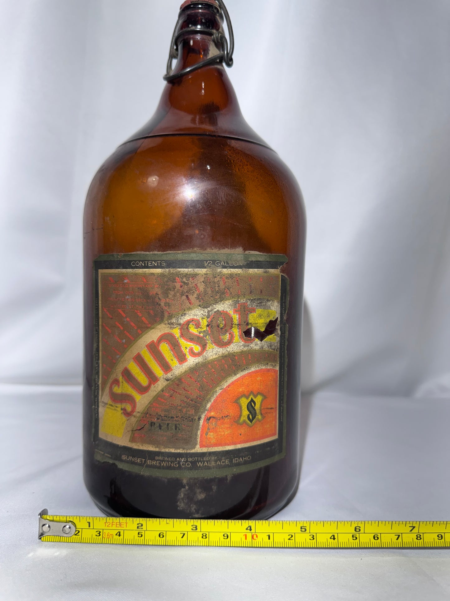 RARE 1934–1937 Sunset Brewing Co. Wallace Idaho 1/2 Gallon Amber Jug – Vintage Bottle – Fallout Crossover