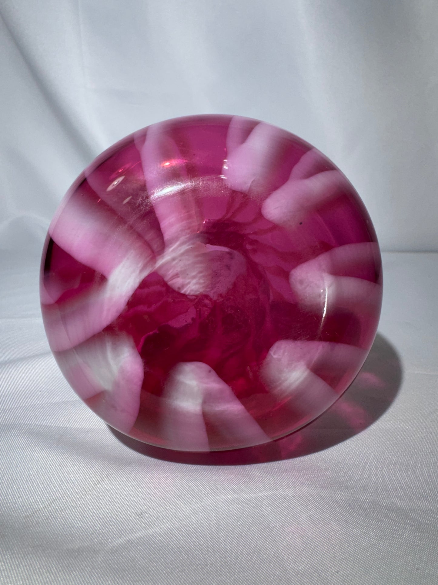 Vintage Fenton Cranberry Opalescent Swirl Barber Bottle – 7½”