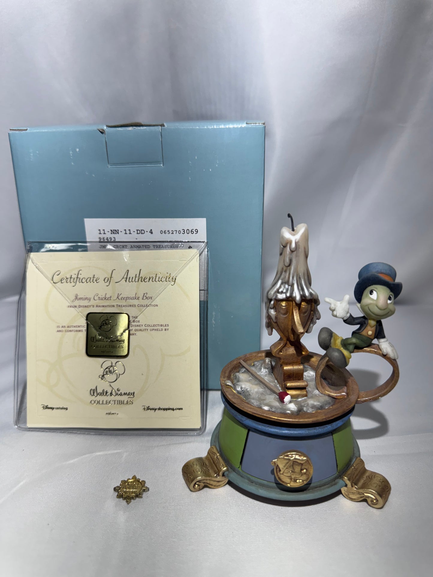 Disney Jiminy Cricket Animated Treasures Keepsake Box Pinocchio COA Coin RARE