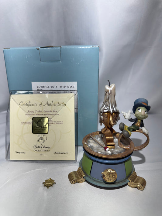 Disney Jiminy Cricket Animated Treasures Keepsake Box Pinocchio COA Coin RARE