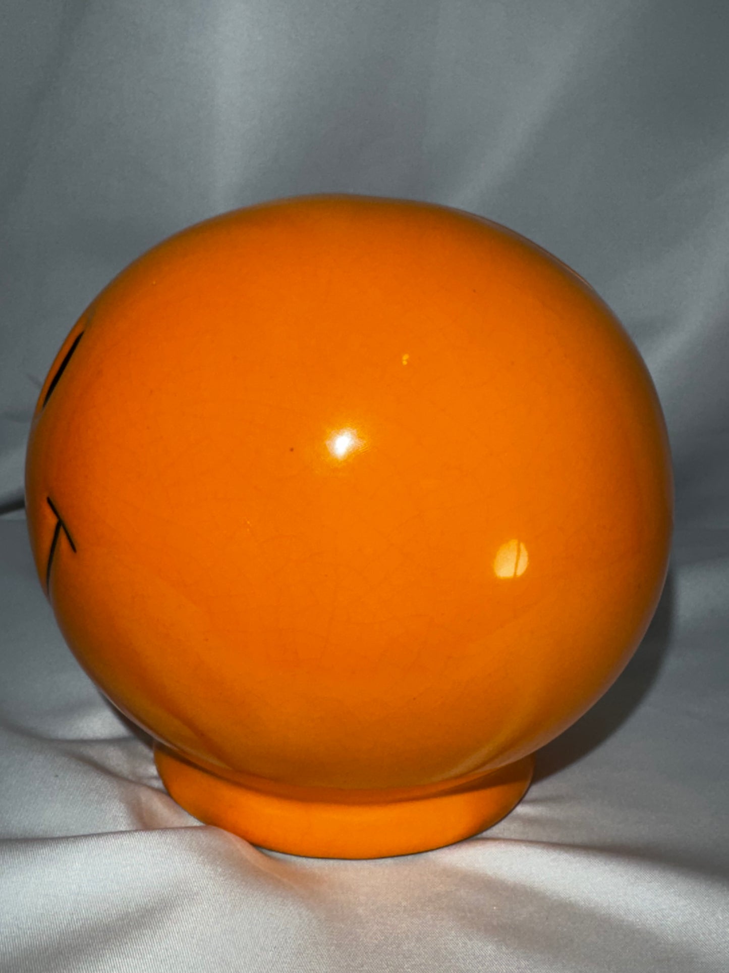 Vintage orange Smiley Face Ceramic Coin Bank