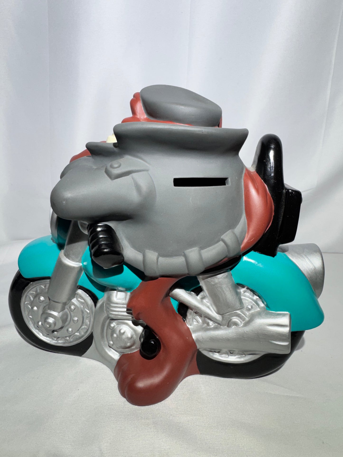 Vintage 1998 Warner Bros. Looney Tunes Tasmanian Devil (Taz) Coin Bank – Motorcycle