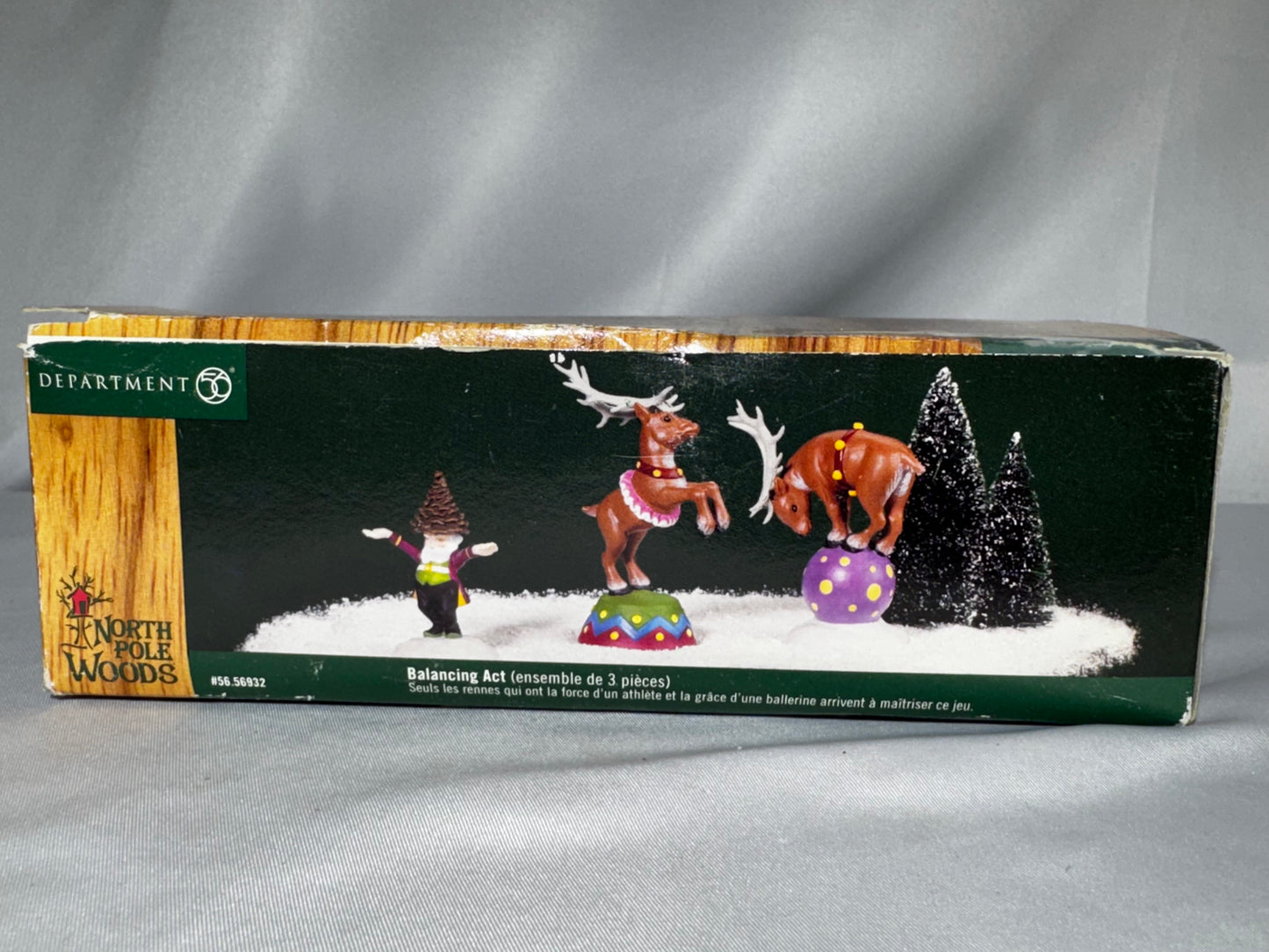 Department 56 North Pole Woods Balancing Act #56932 Retired Elf Reindeer Figurine Set w/ Box