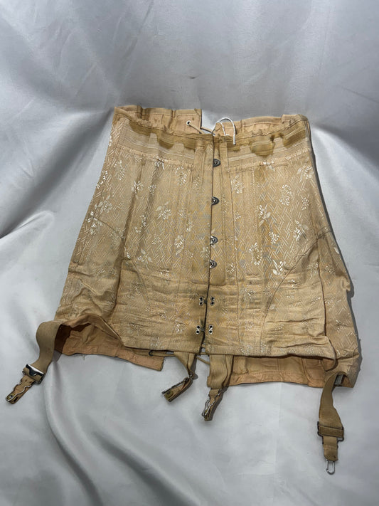 Vintage Rengo Crown Corset Underbust Corset Girdle Peach Lace-Up Garter Belt