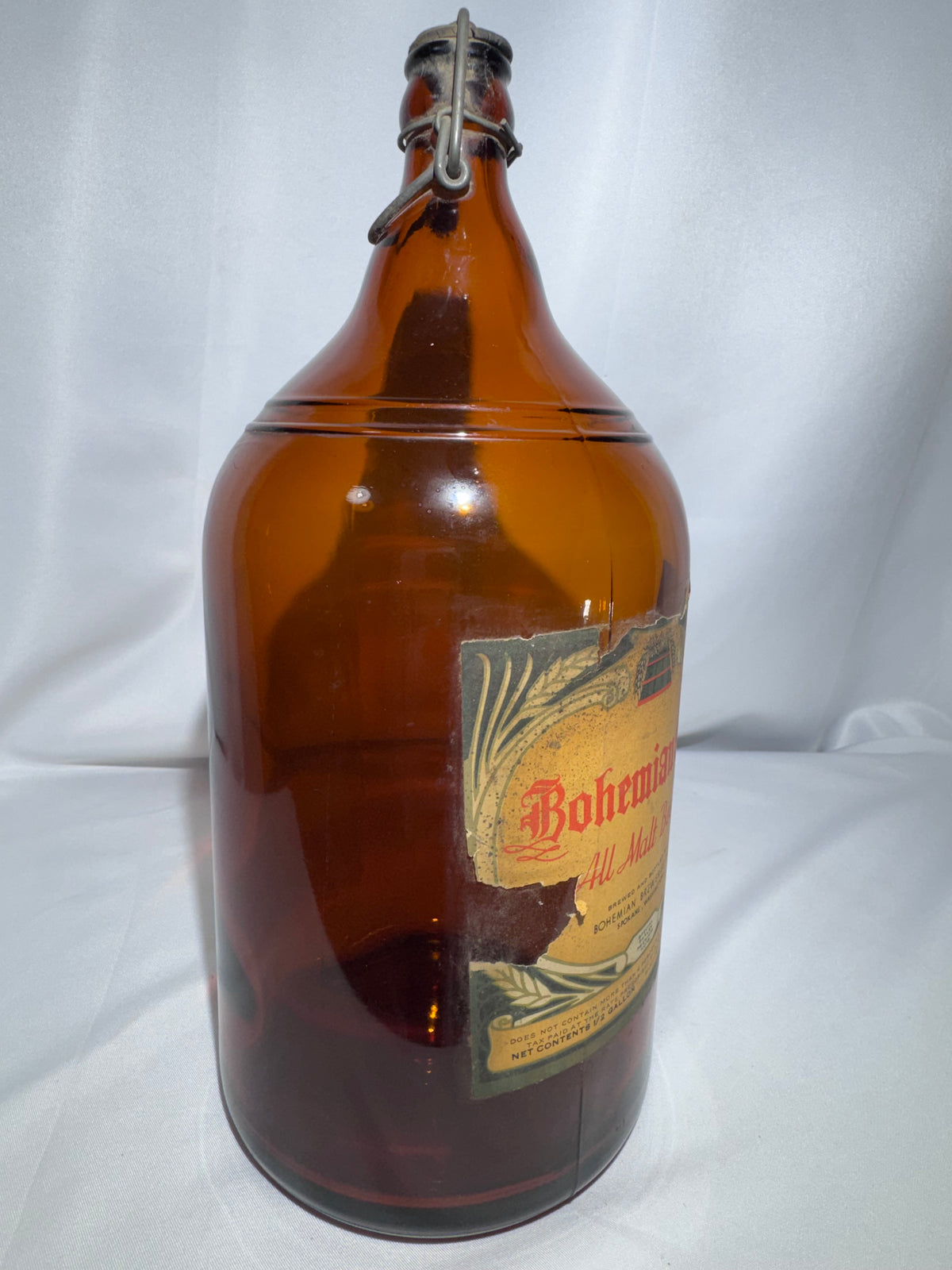 Vintage Bohemian Club All Malt Beer Bottle – Half-Gallon Amber Glass – Spokane, Washington