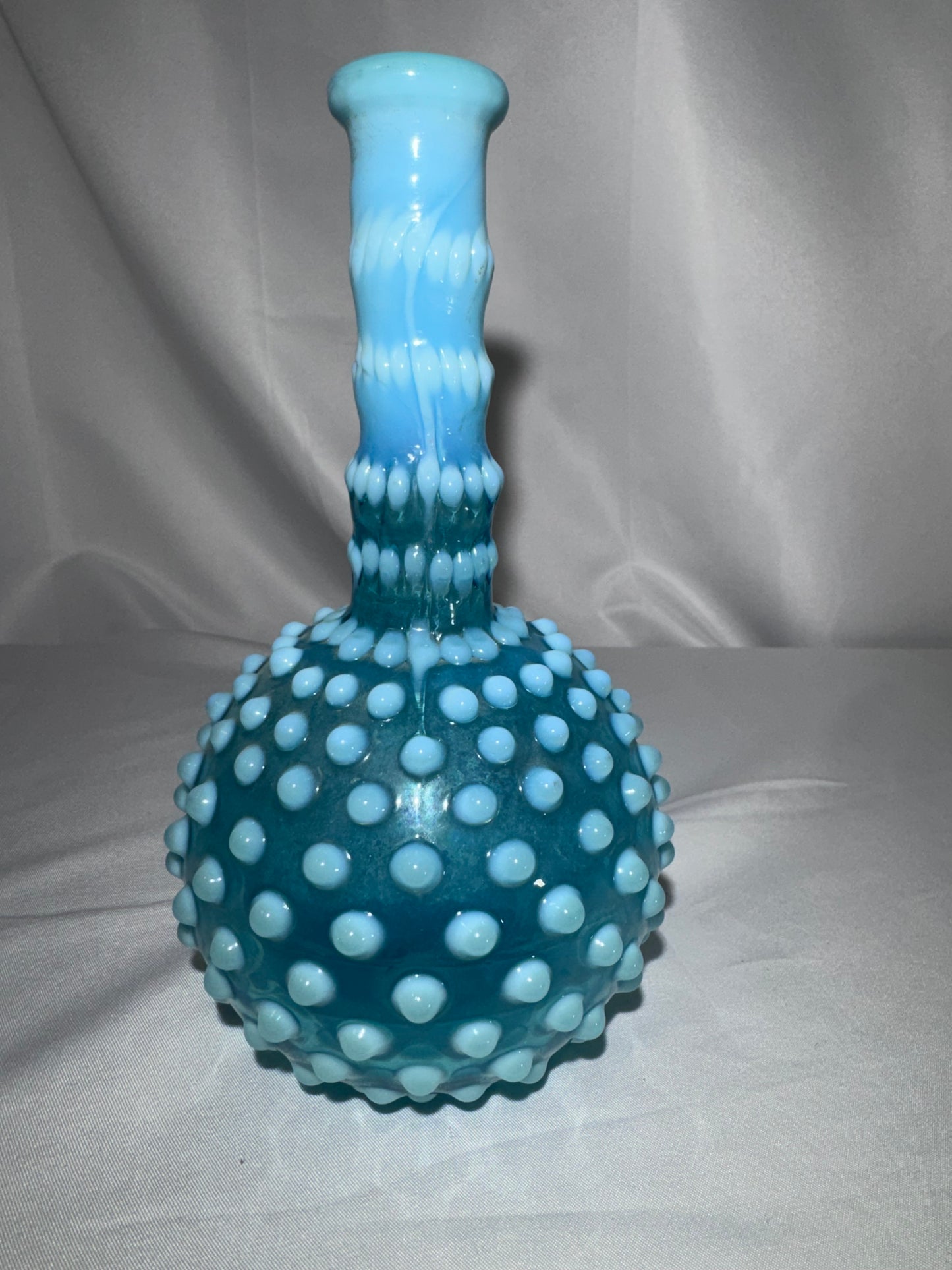 Antique Hobbs, Brockunier & Co. Blue Opalescent Hobnail Barber Bottle – c. 1880s