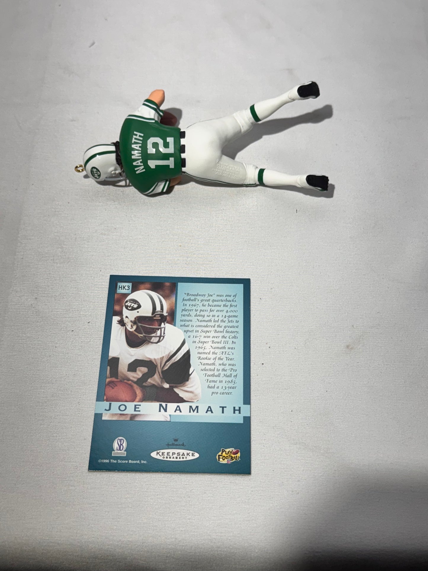 Joe Namath Keepsake Ornament New York Jets Quarterback -Trading Card