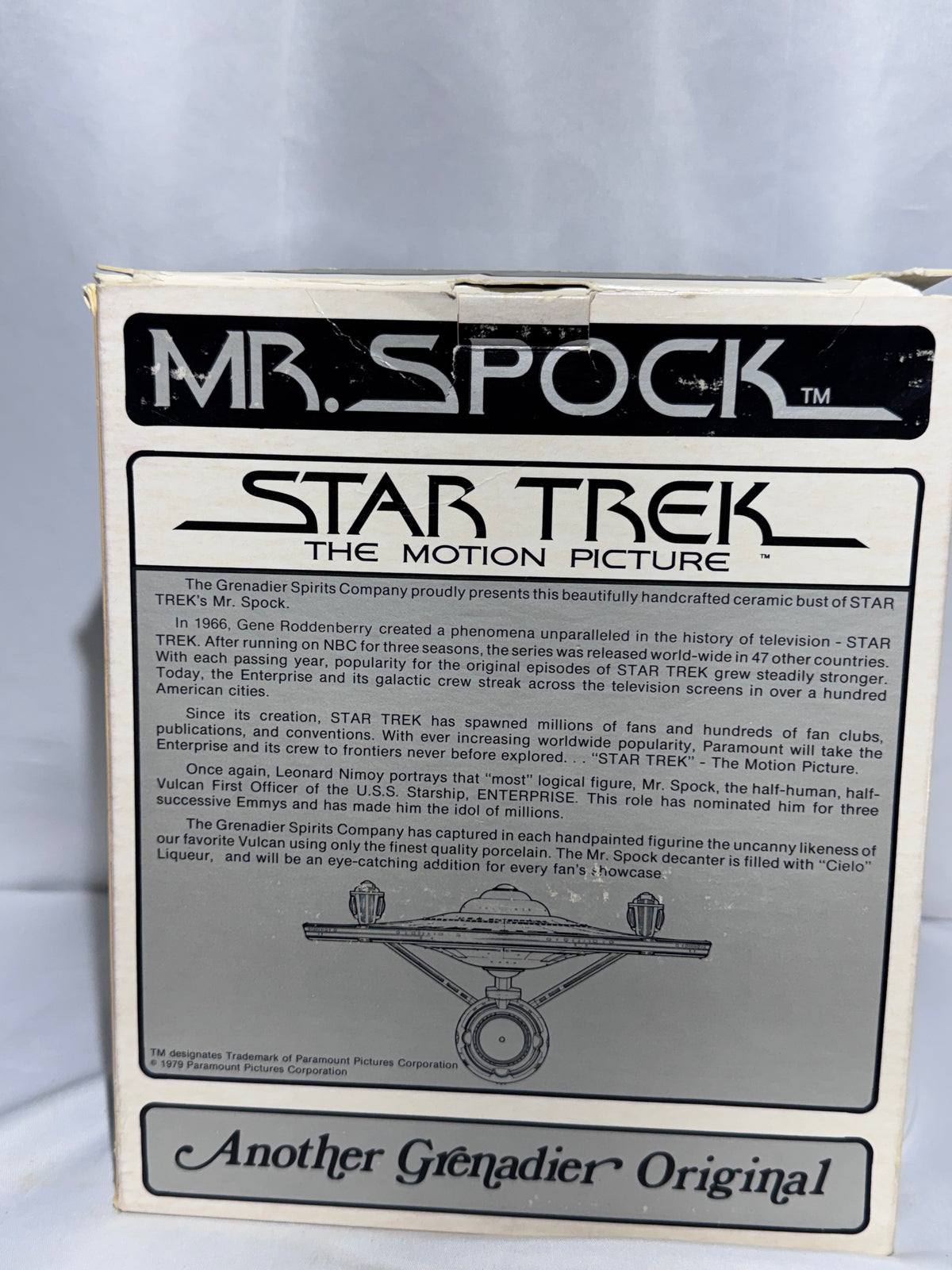 1979 Star Trek Mr. Spock Ceramic Liquor Decanter – Grenadier Spirits – Original Box