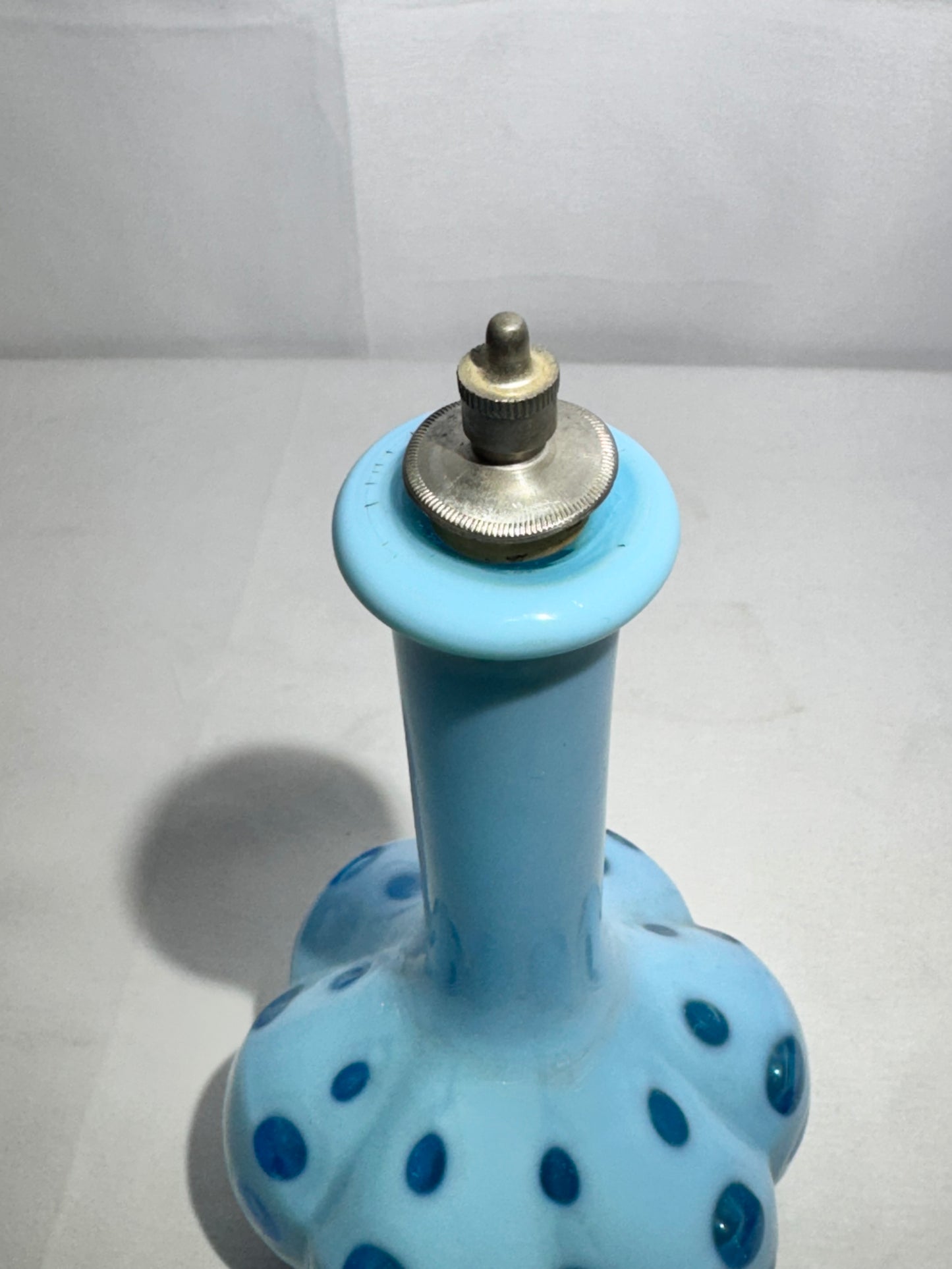 Vintage Coin Dot Blue Barber Bottle – 8” Tall – Beautiful Glass