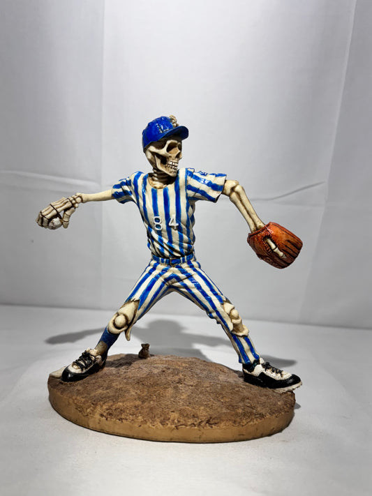 Summit Collection Skeleton Baseball Pitcher Figurine #84 Blue & White Uniform Sports Collectible 6”