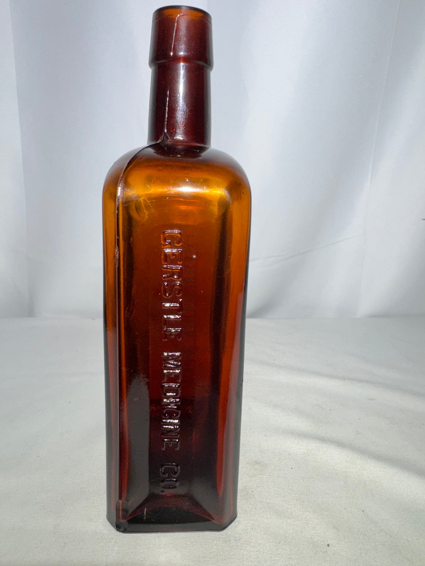 Vintage Amber Glass “S.J.S. For The Blood” Bottle – Gerstle Medicine Co., Chattanooga, Tenn.