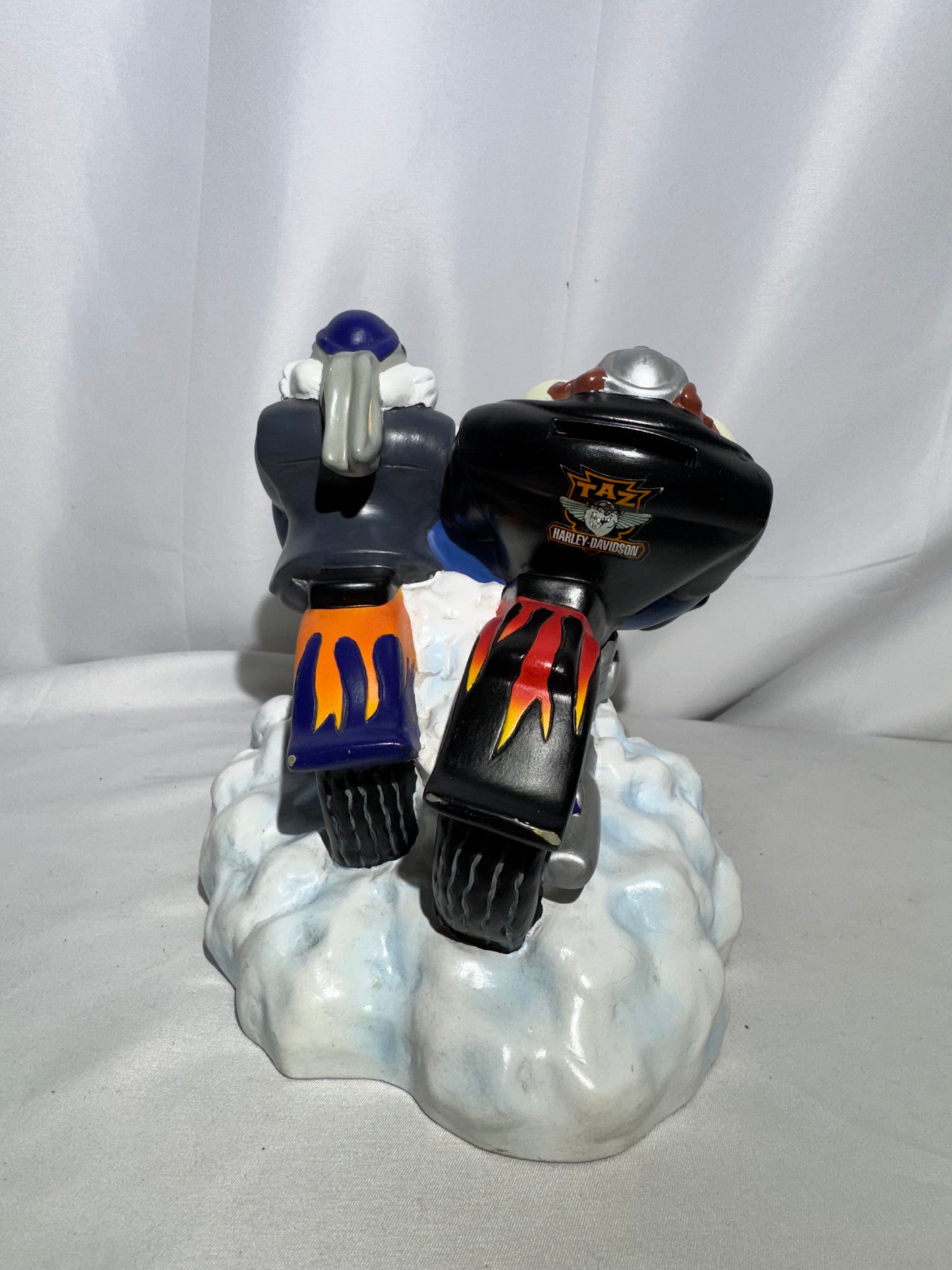 Vintage 2000 Warner Bros. Looney Tunes Taz & Bugs Bunny Harley Davidson Motorcycle Bank