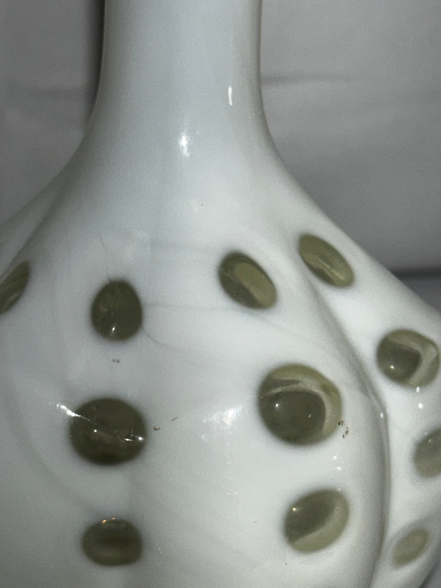 Vintage Fenton White Milk Glass Coin Dot Barber Bottle 7”