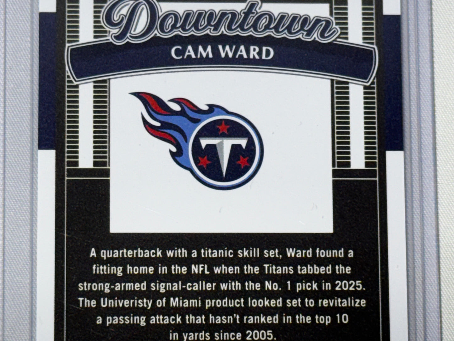 2025 Panini Donruss Cam Ward Downtown Rookie Card (SP) Tennessee Titans